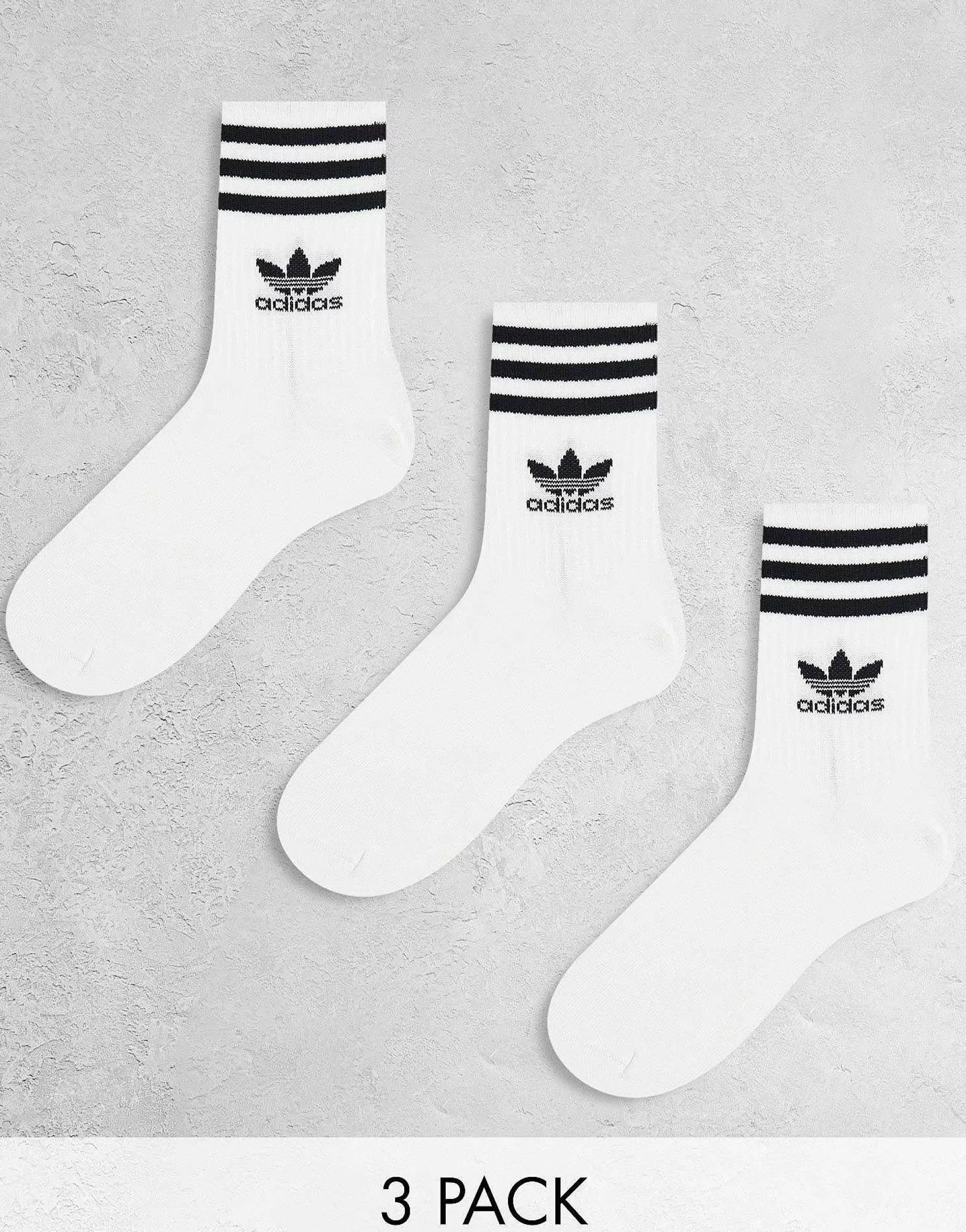 Women adidas Originals 3 Pack Mid Cut Socks In
