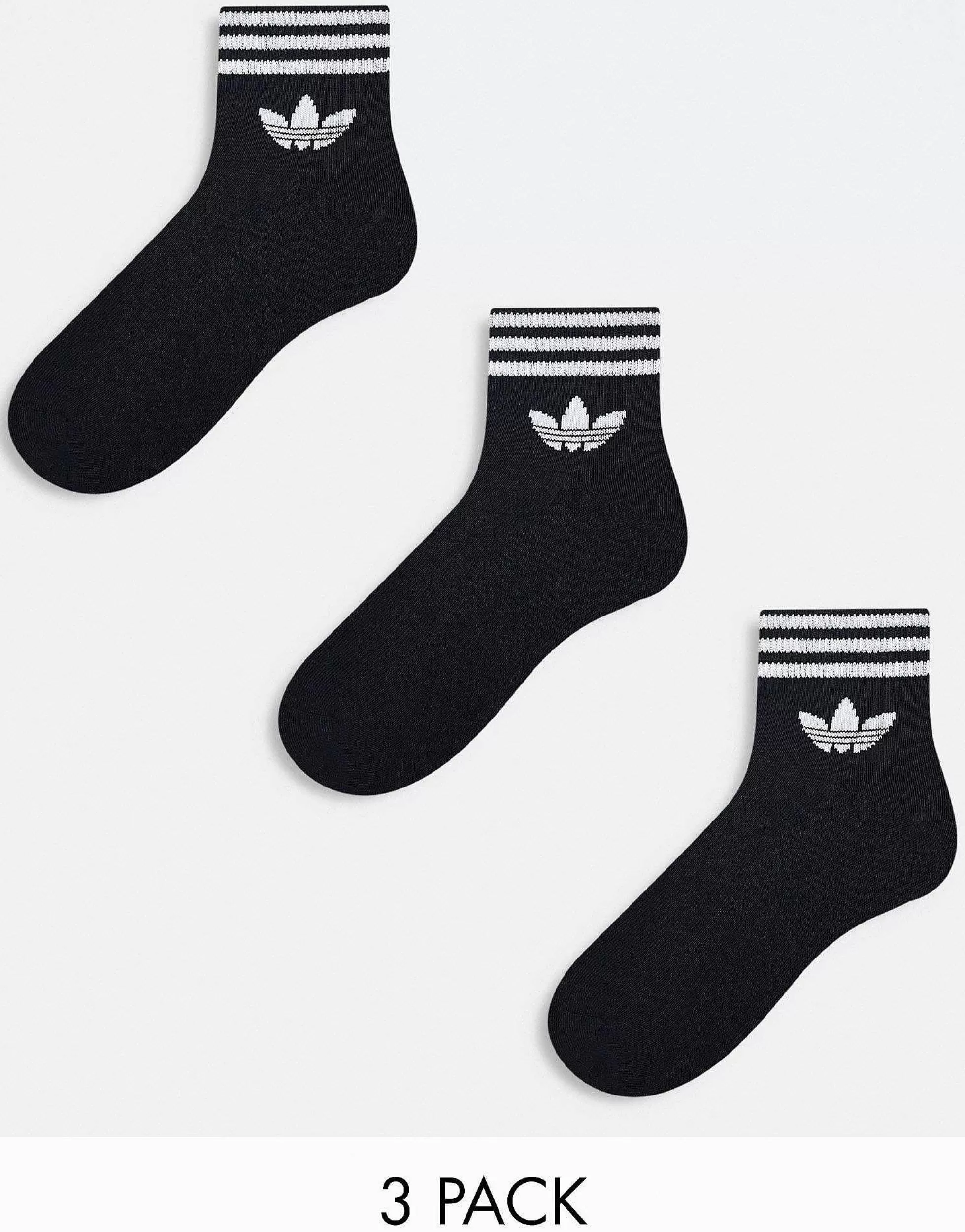 Women adidas Originals Adicolor Trefoil 3 Pack Ankle Socks In