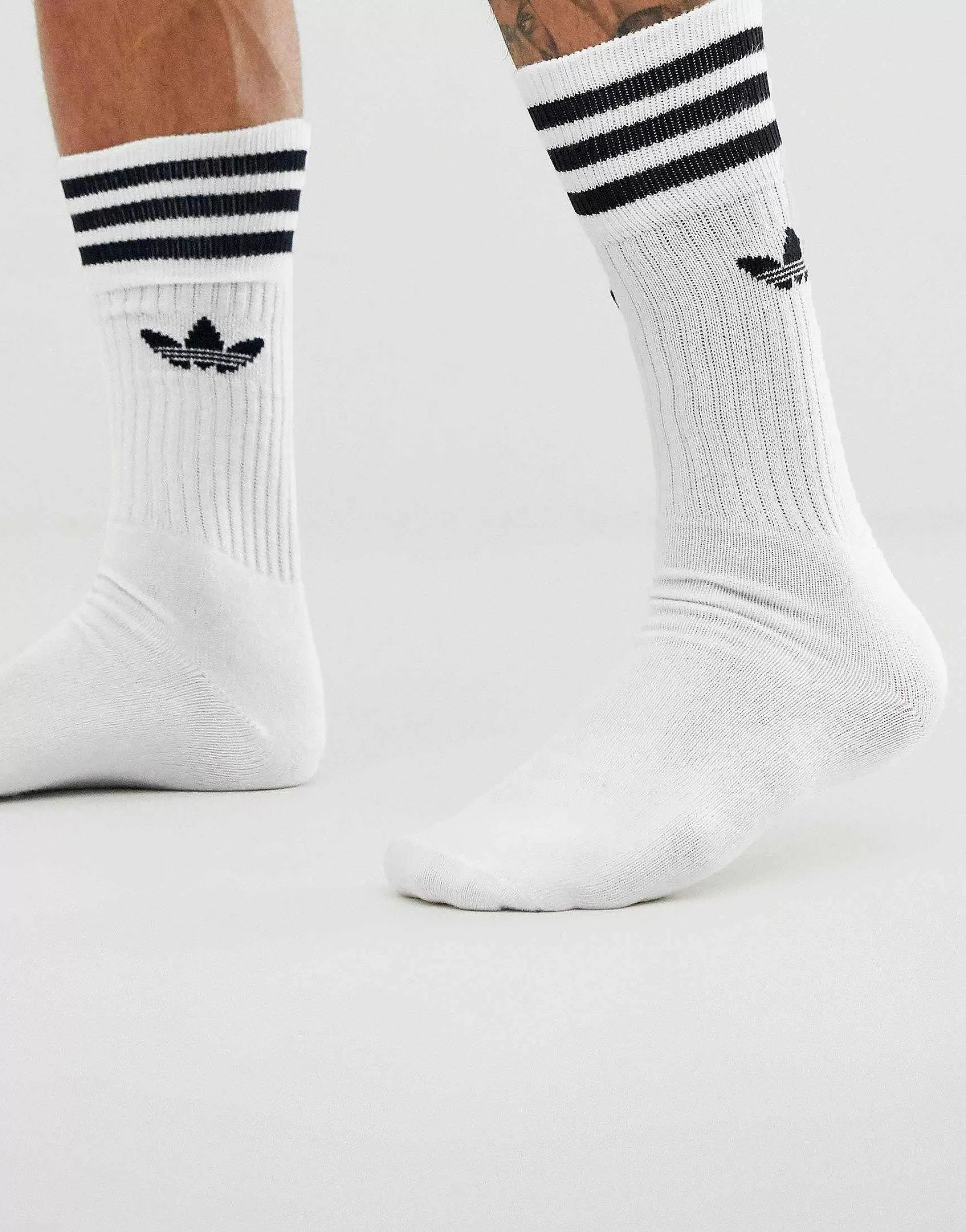 Men adidas Originals Adicolor Trefoil 3 Pack Crew Socks In