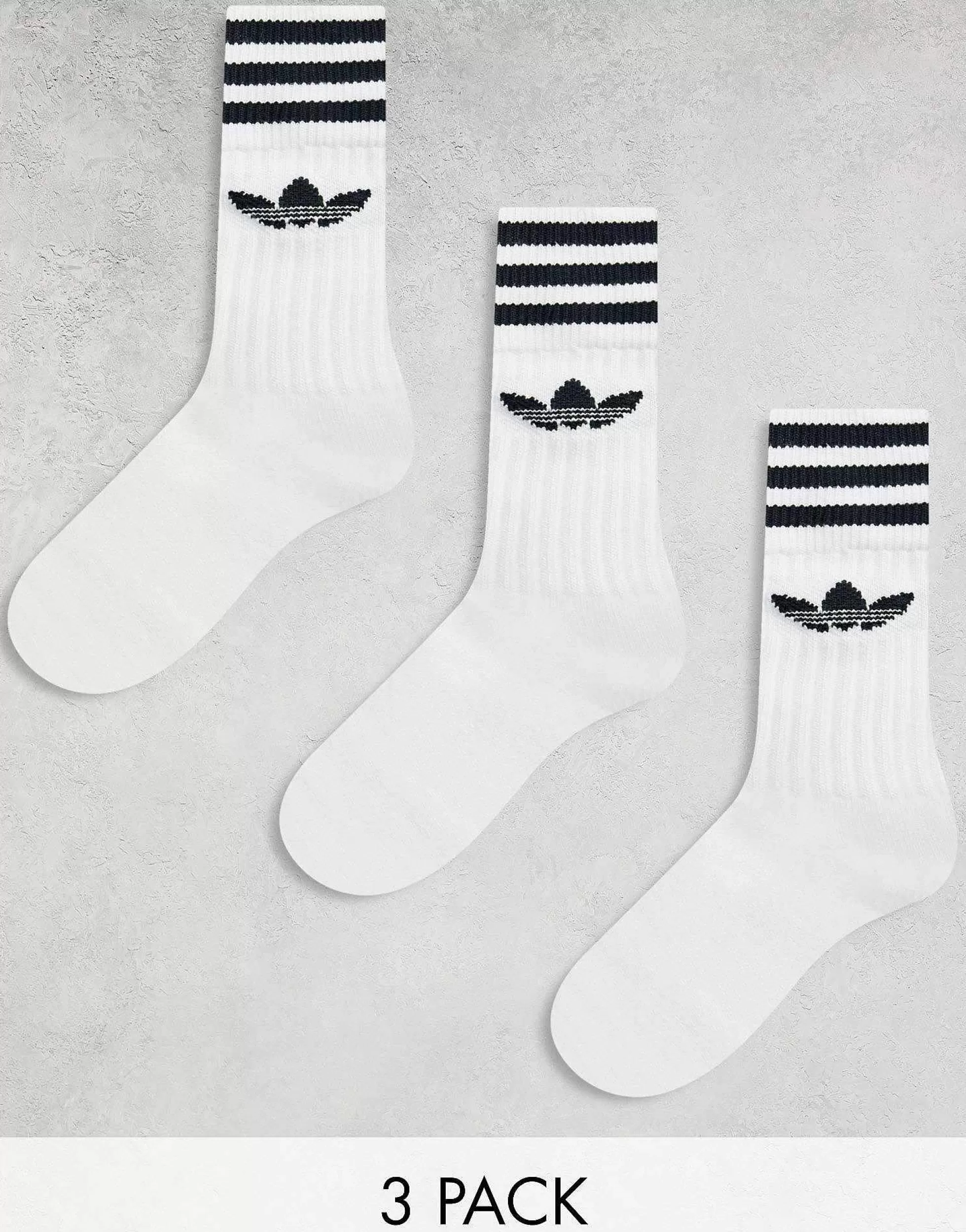 Men adidas Originals Adicolor Trefoil 3 Pack Crew Socks In