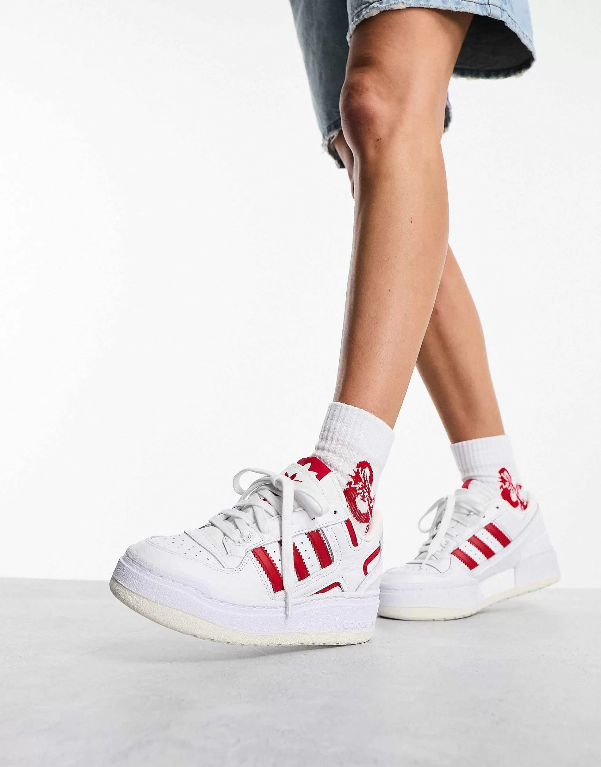 Women adidas Originals Forum Xlg Platform Trainers In And Red
