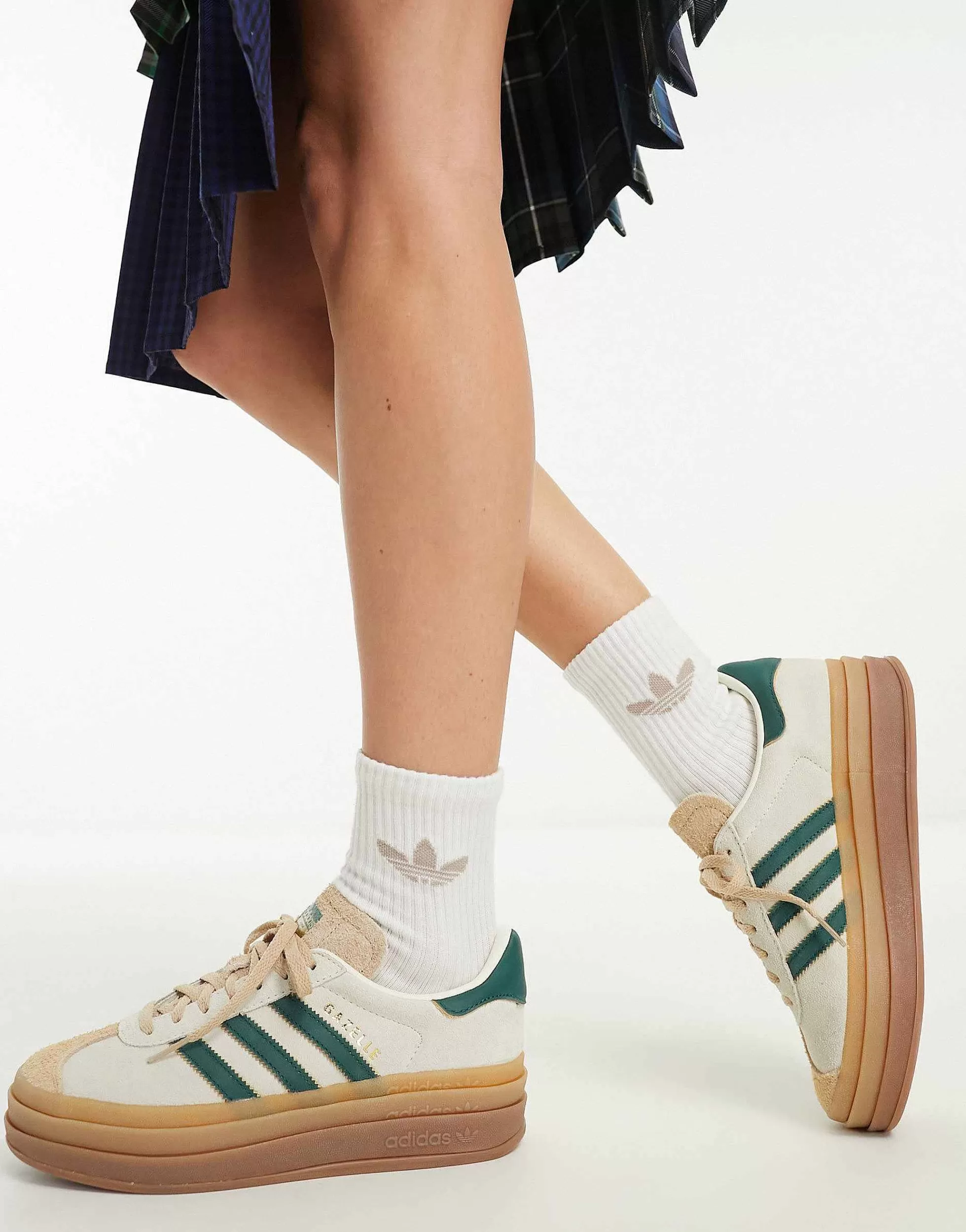 Women adidas Originals Gazelle Bold Platform Trainers In /Green With Gum Sole