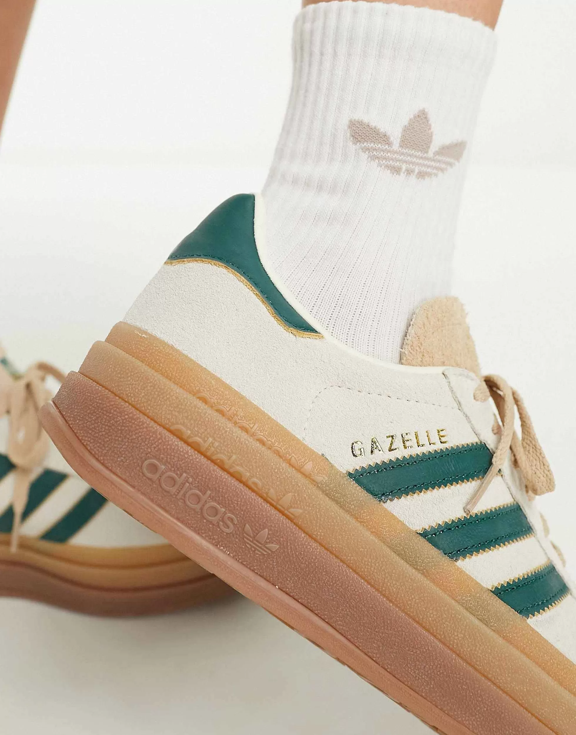 Women adidas Originals Gazelle Bold Platform Trainers In /Green With Gum Sole