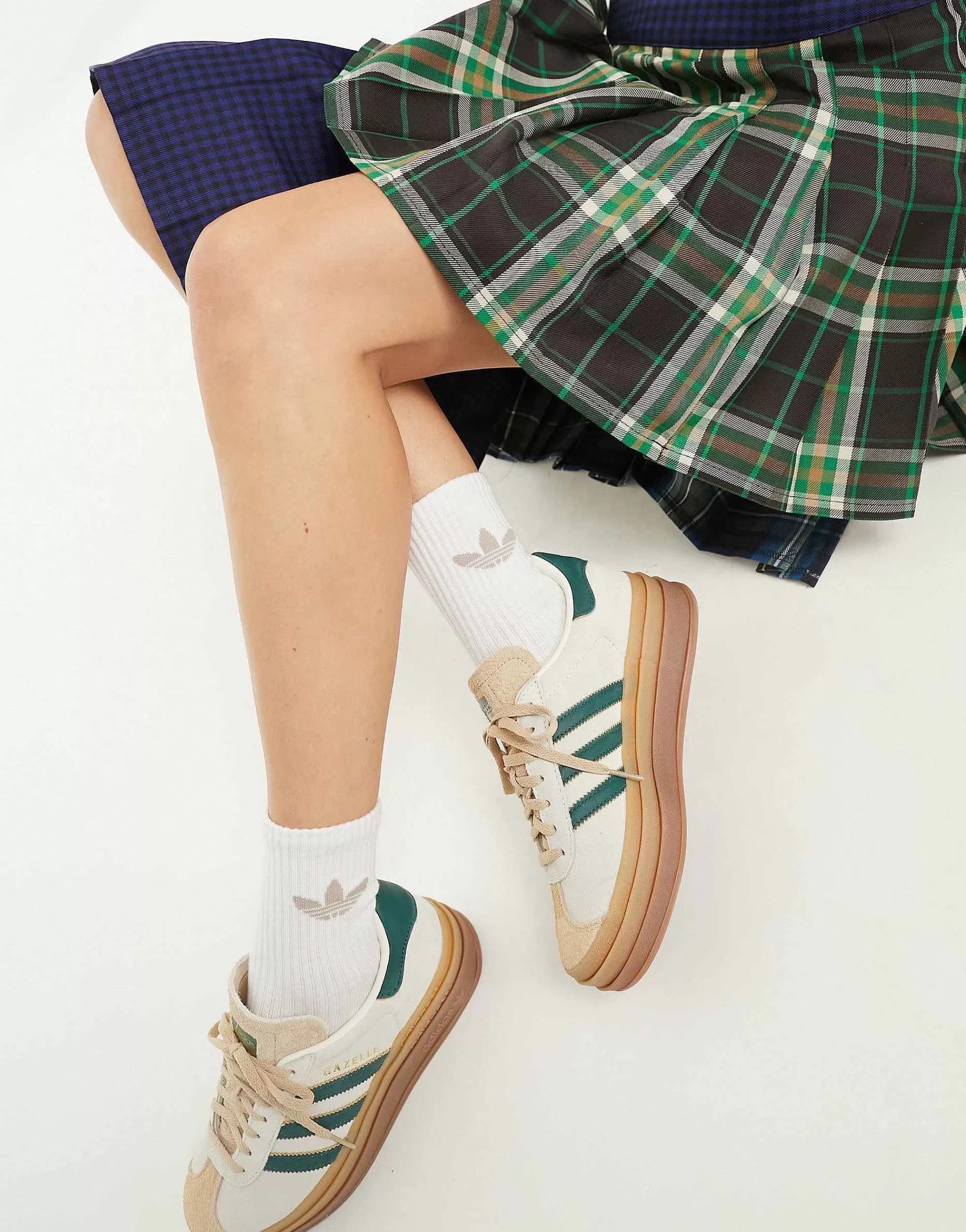 Women adidas Originals Gazelle Bold Platform Trainers In /Green With Gum Sole