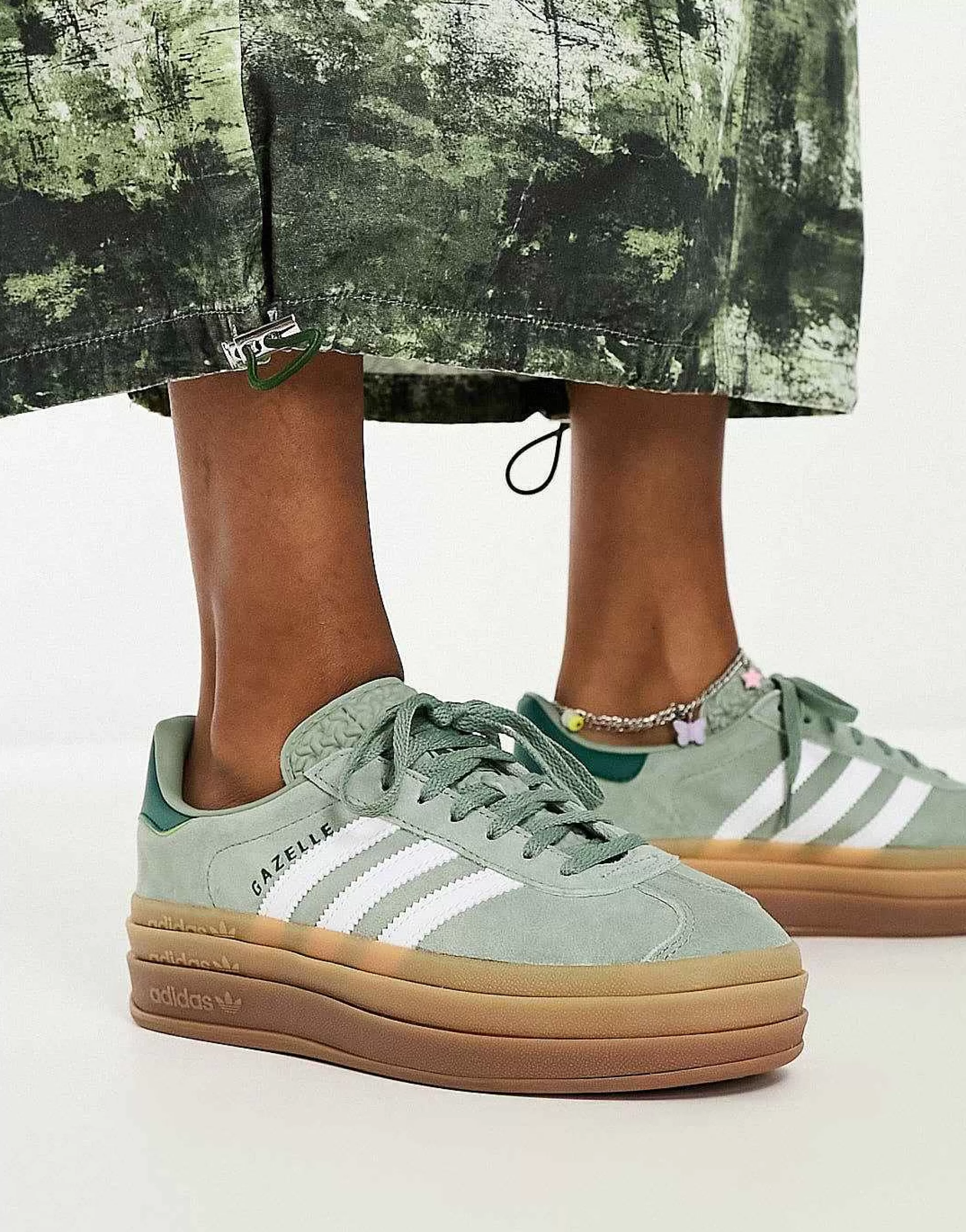Women adidas Originals Gazelle Bold Platform Trainers In With Gum Sole