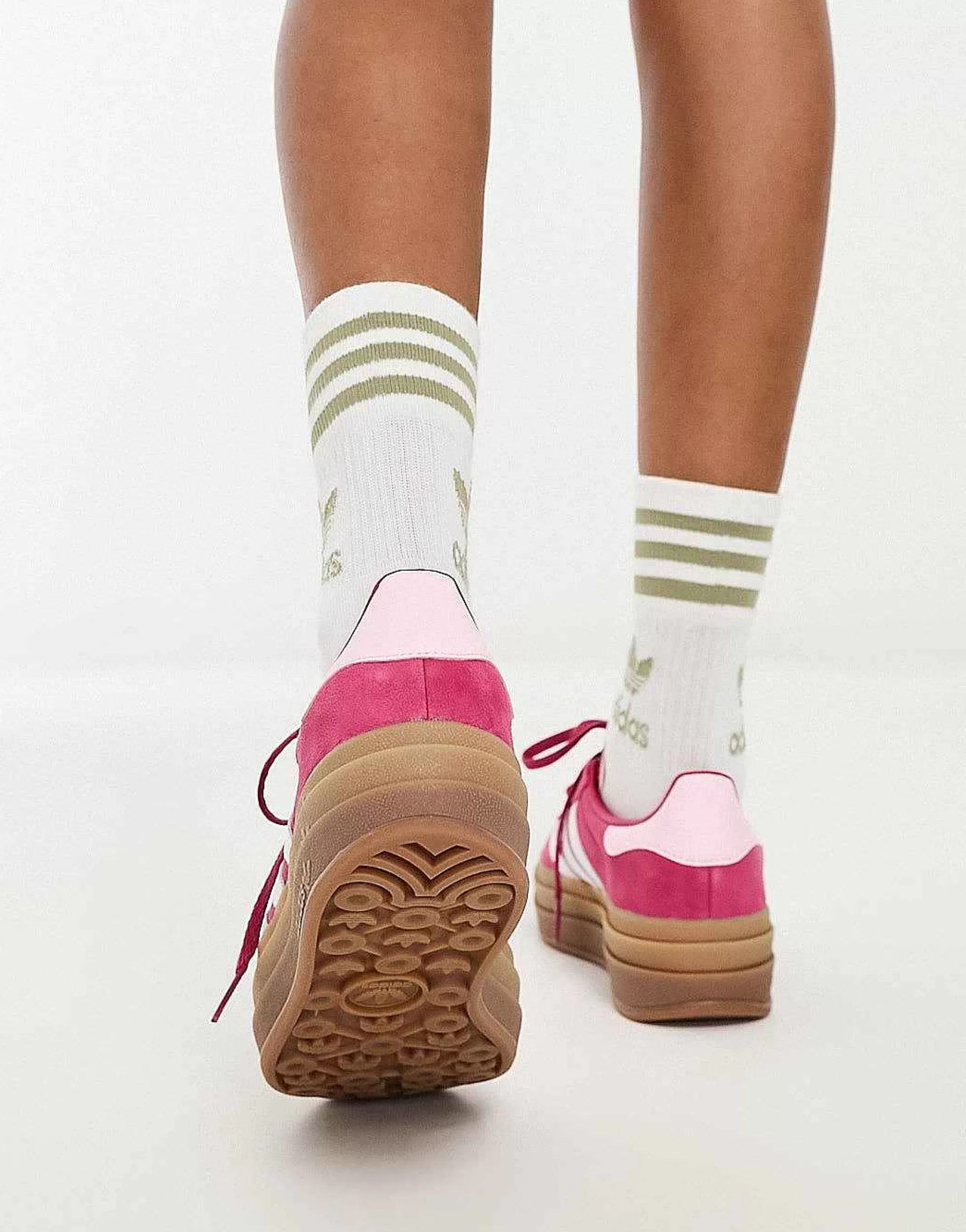 Women adidas Originals Gazelle Bold Platform Trainers In With Gum Sole