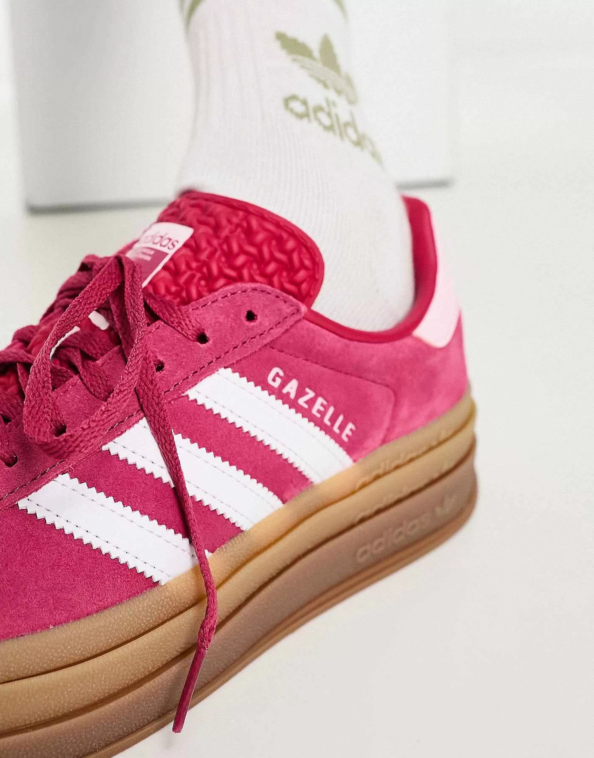 Women adidas Originals Gazelle Bold Platform Trainers In With Gum Sole