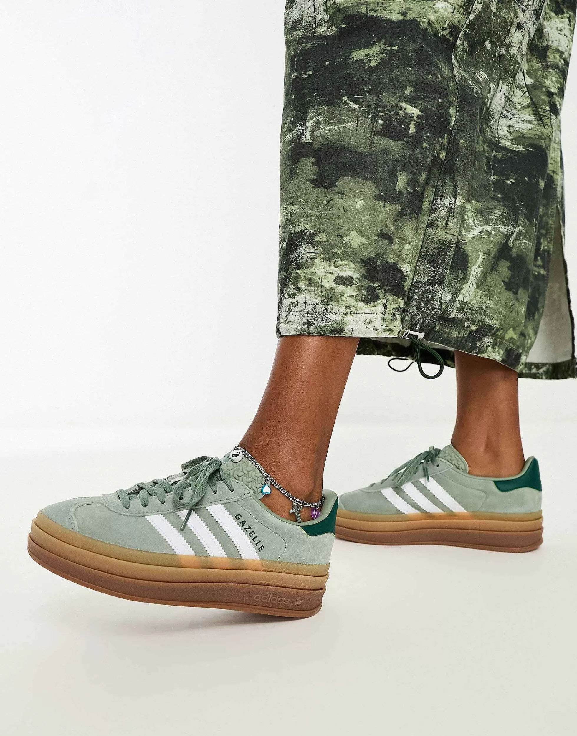 Women adidas Originals Gazelle Bold Platform Trainers In With Gum Sole