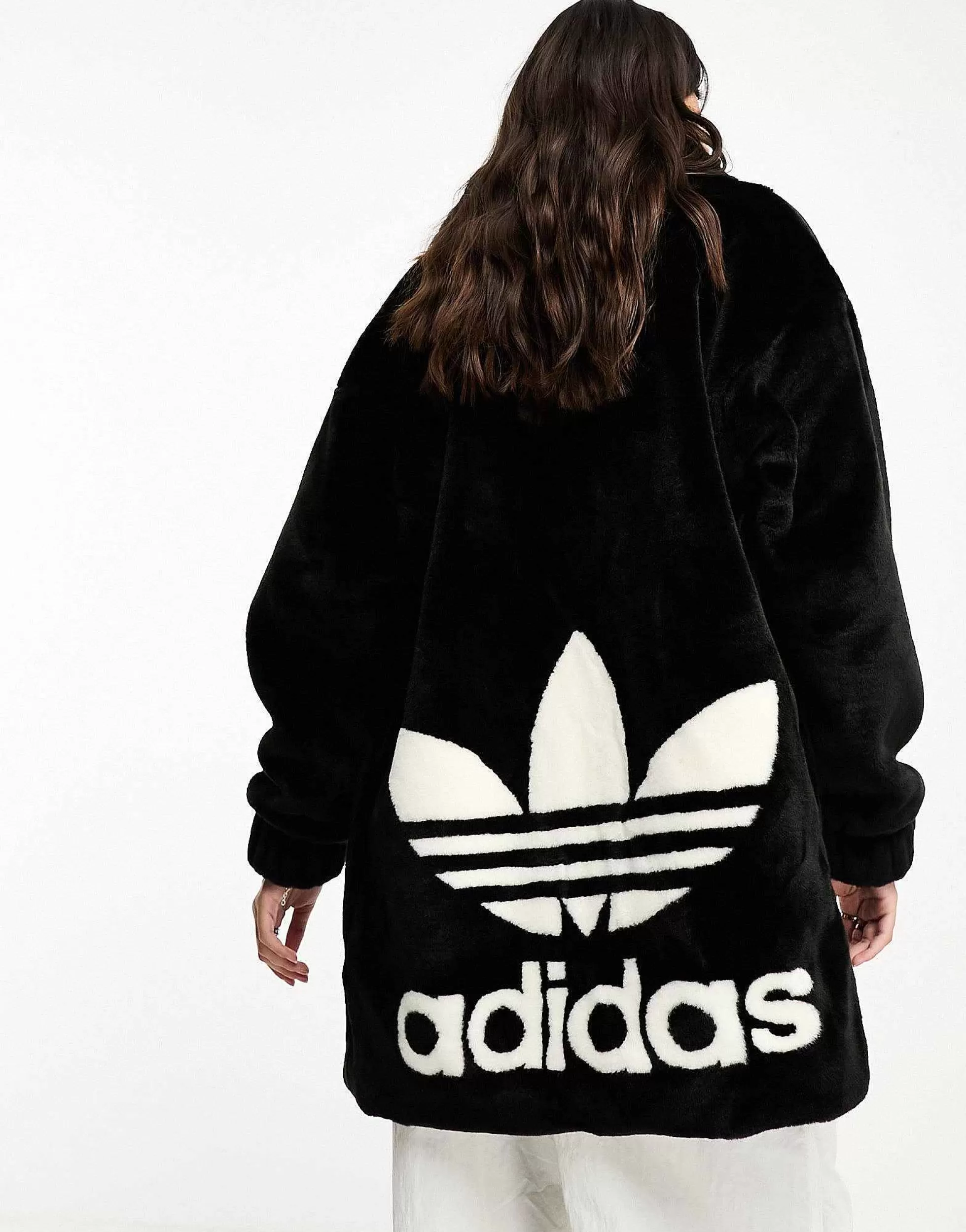 Women adidas Originals 'Neutral Court' Faux Fur Coat With Trefoil In