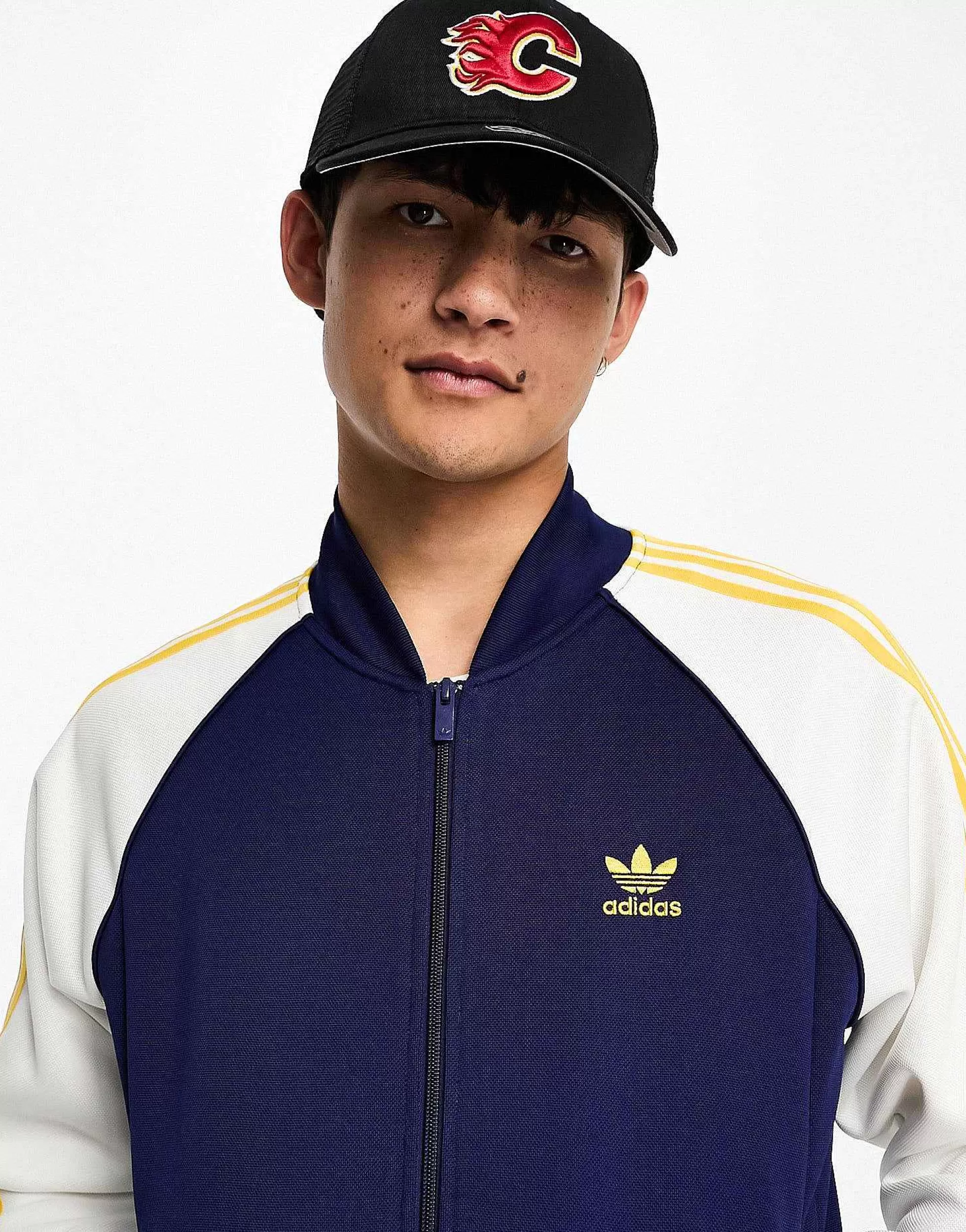Men adidas Originals Superstar Trackjacket In Navy And White
