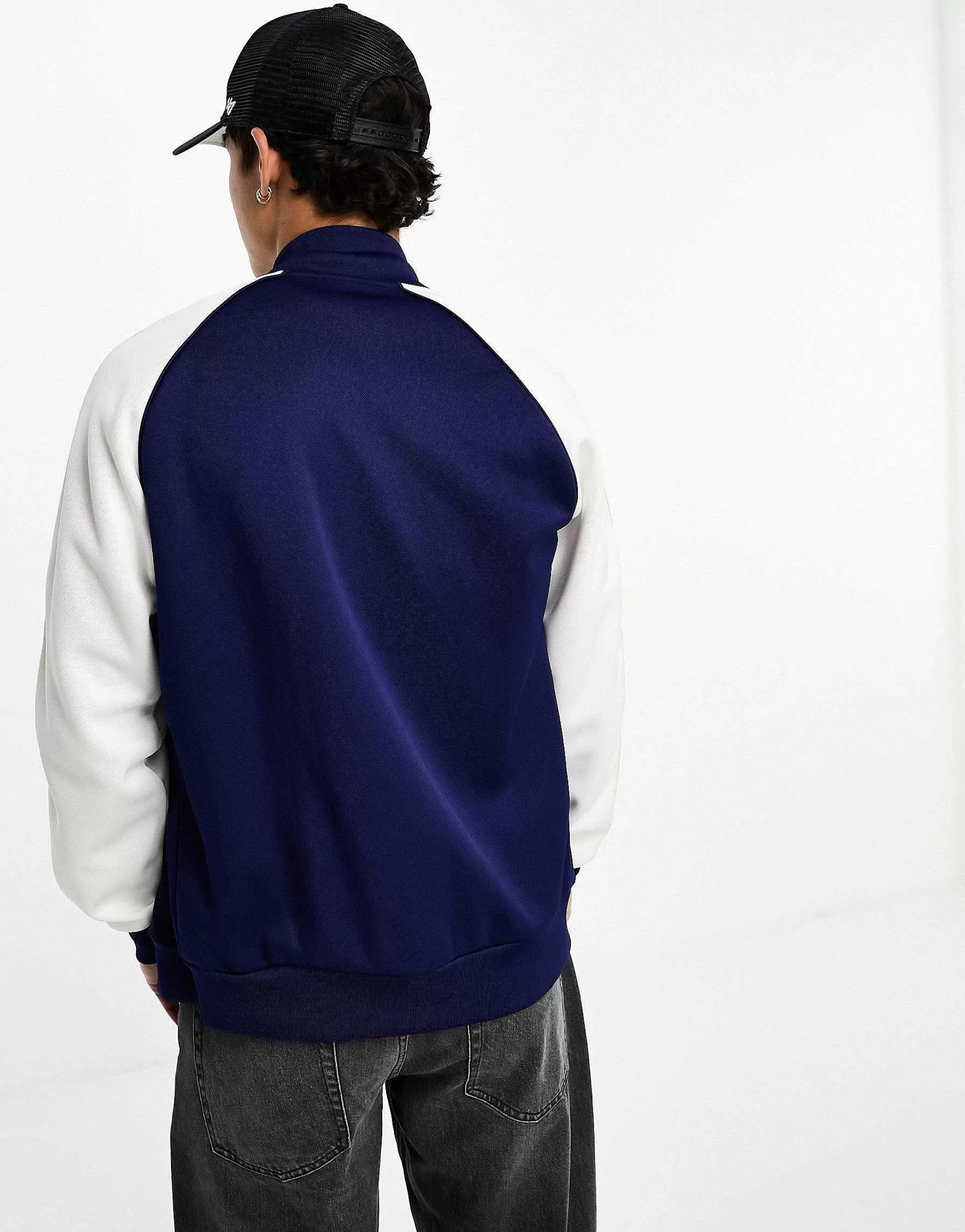 Men adidas Originals Superstar Trackjacket In Navy And White