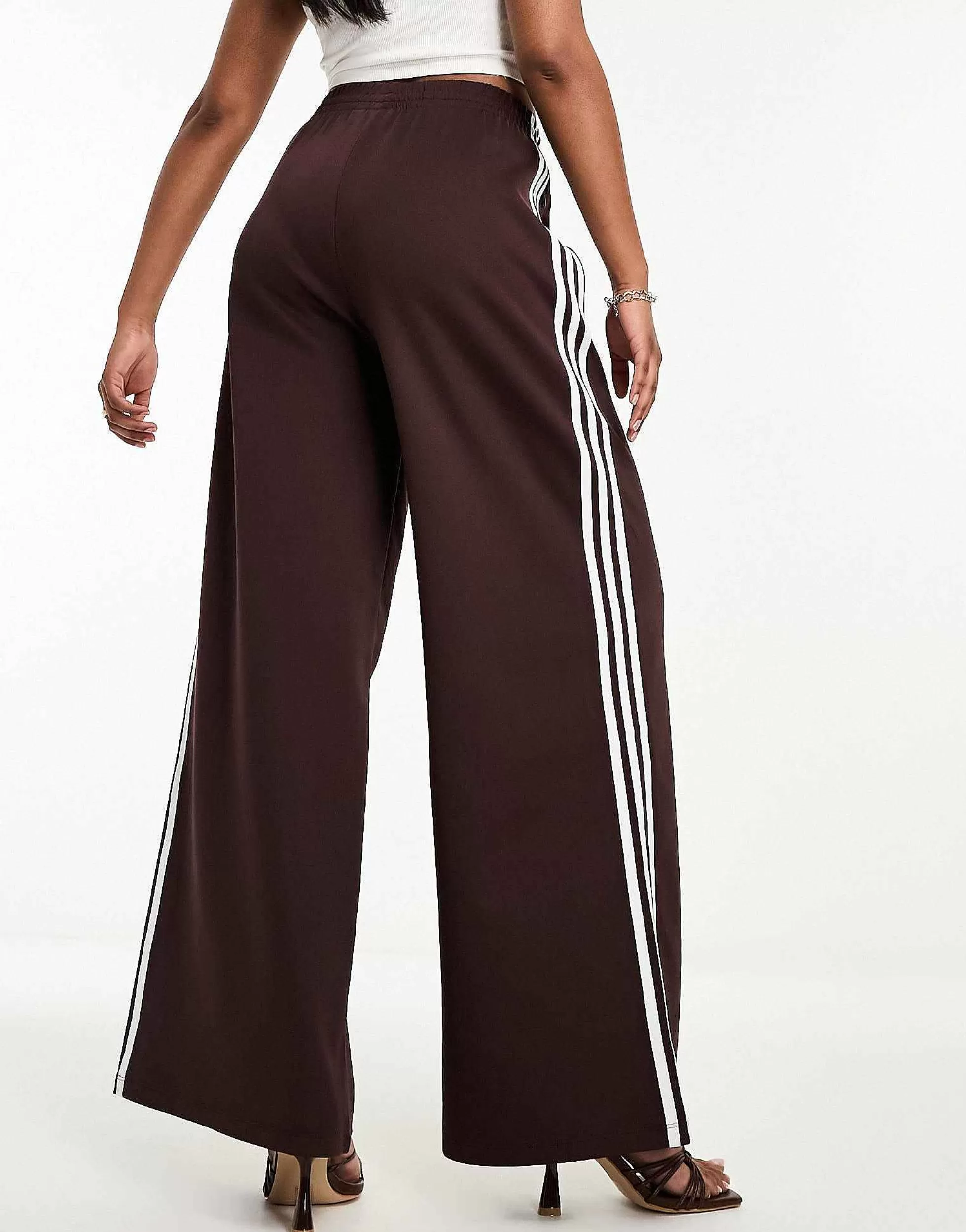 Women adidas Originals Three Stripe Wide Leg Trousers In