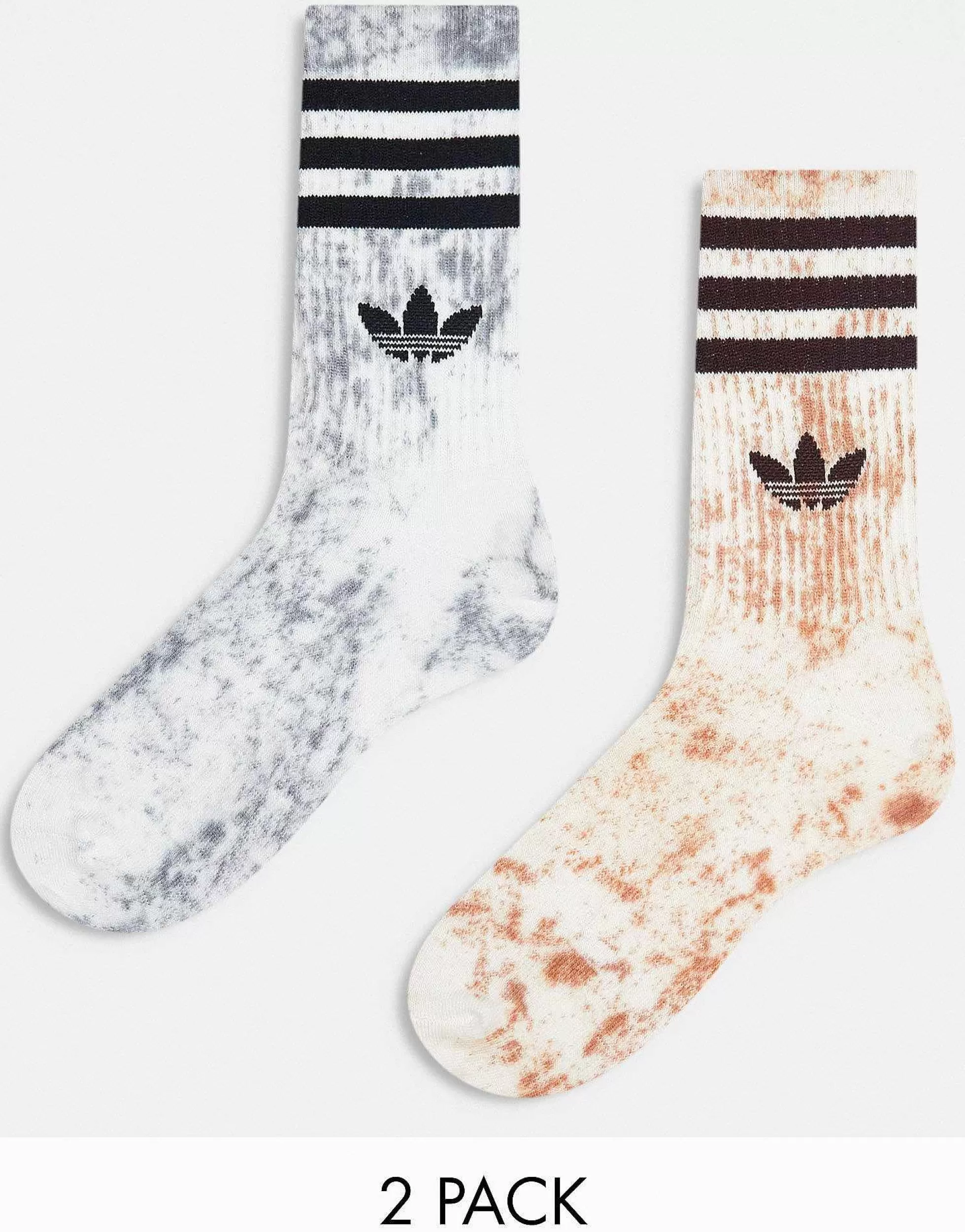 Women adidas Originals Tie Dye 2 Pack Socks In Olive/Navy