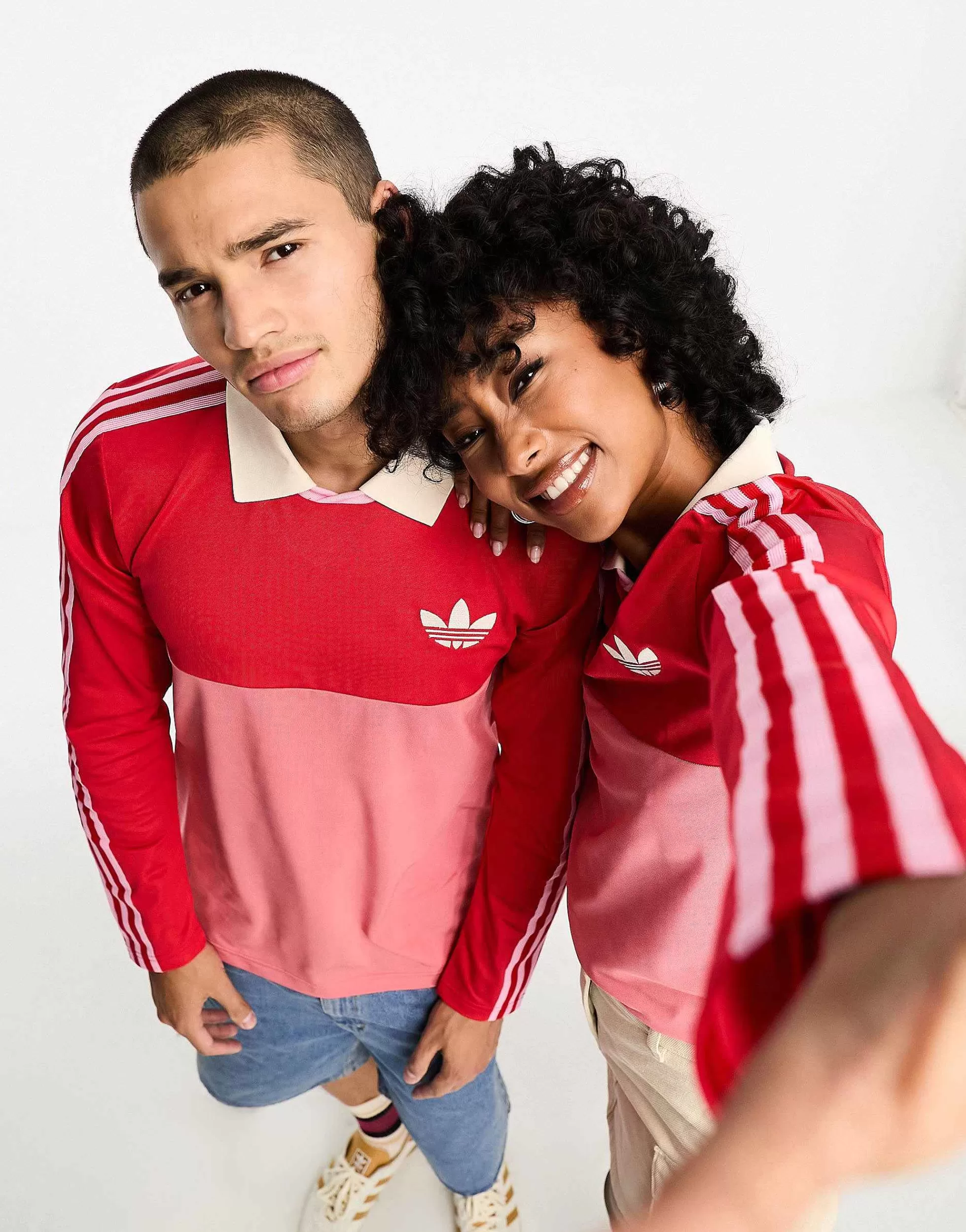 Men adidas Originals Unisex Adicolor 70'S Long Sleeve Polo Top In Red