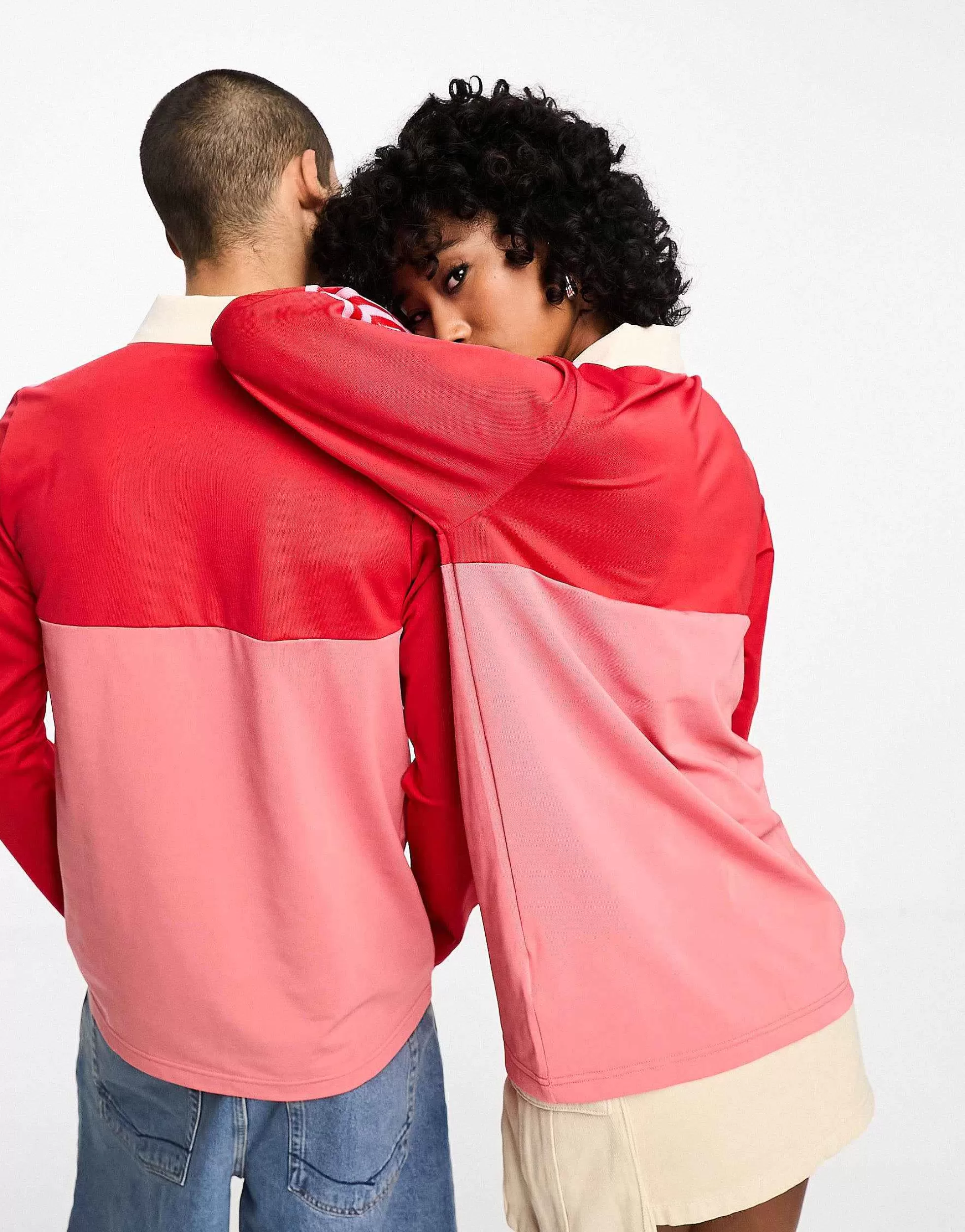 Men adidas Originals Unisex Adicolor 70'S Long Sleeve Polo Top In Red