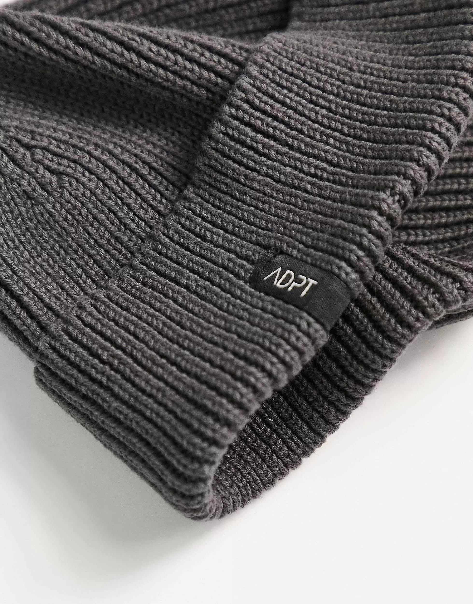 Men ADPT Ribbed Fisherman Beanie In Dark Grey