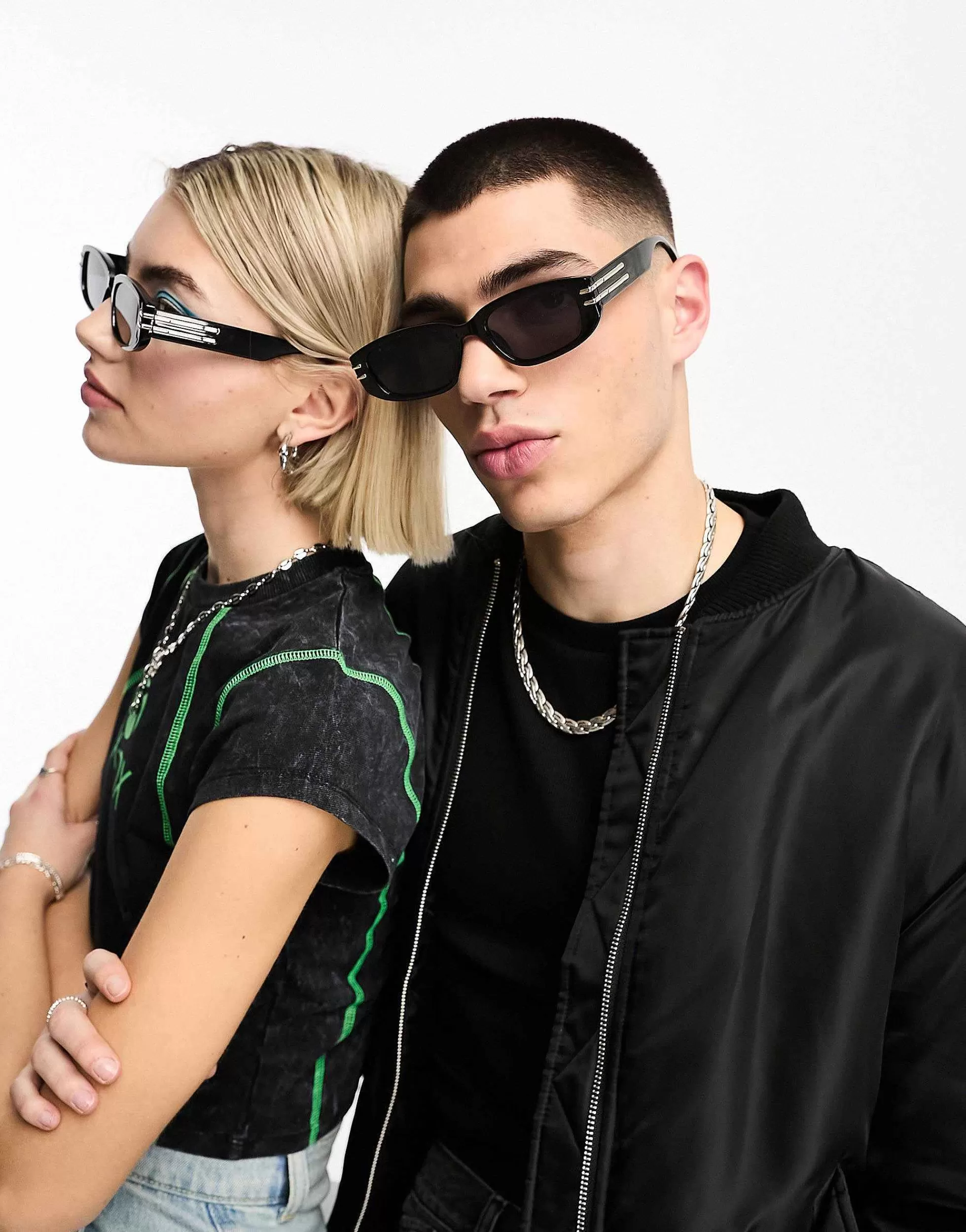 Women AJ Morgan Rectangle Sunglasses In With Gold Trims