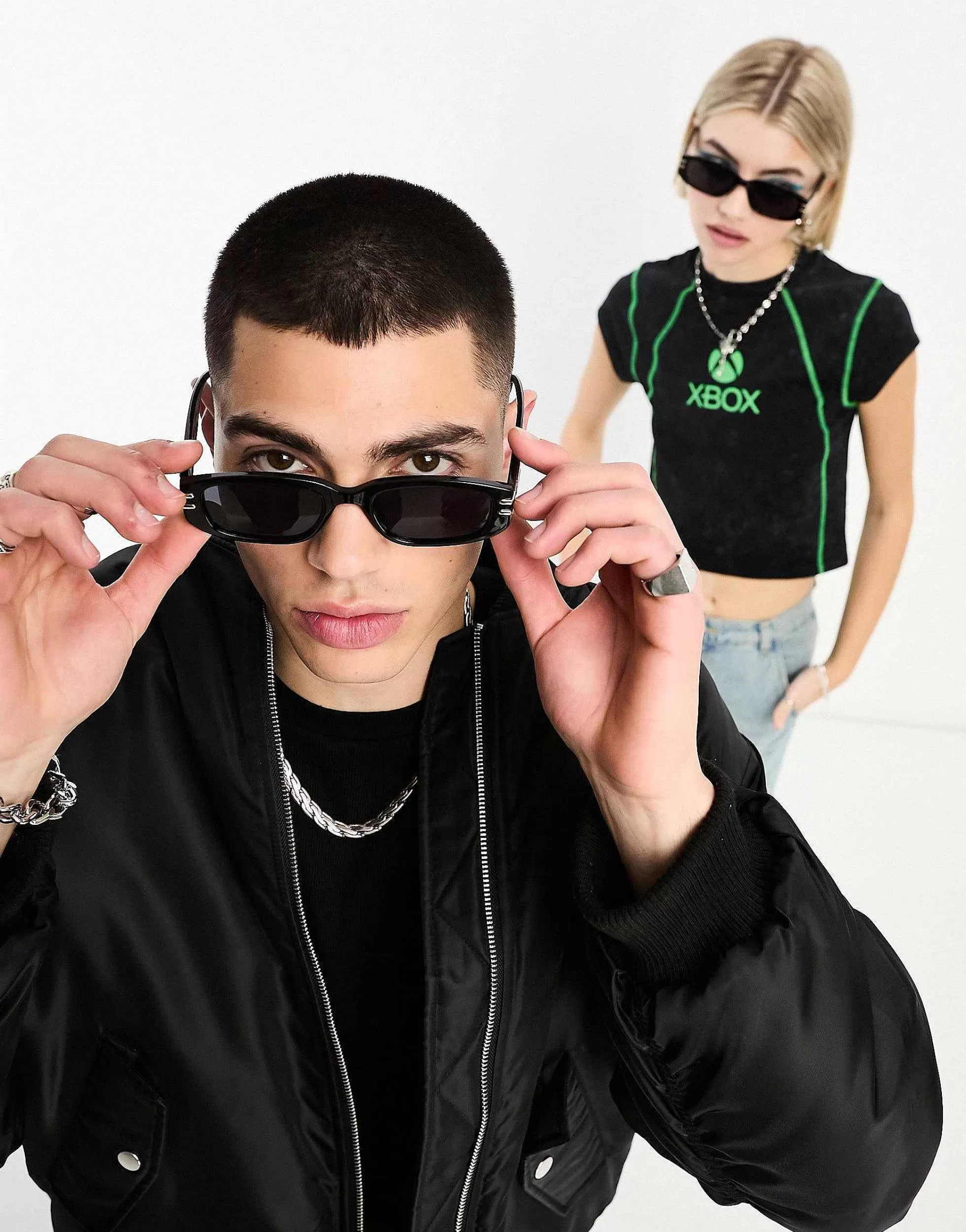 Women AJ Morgan Rectangle Sunglasses In With Gold Trims