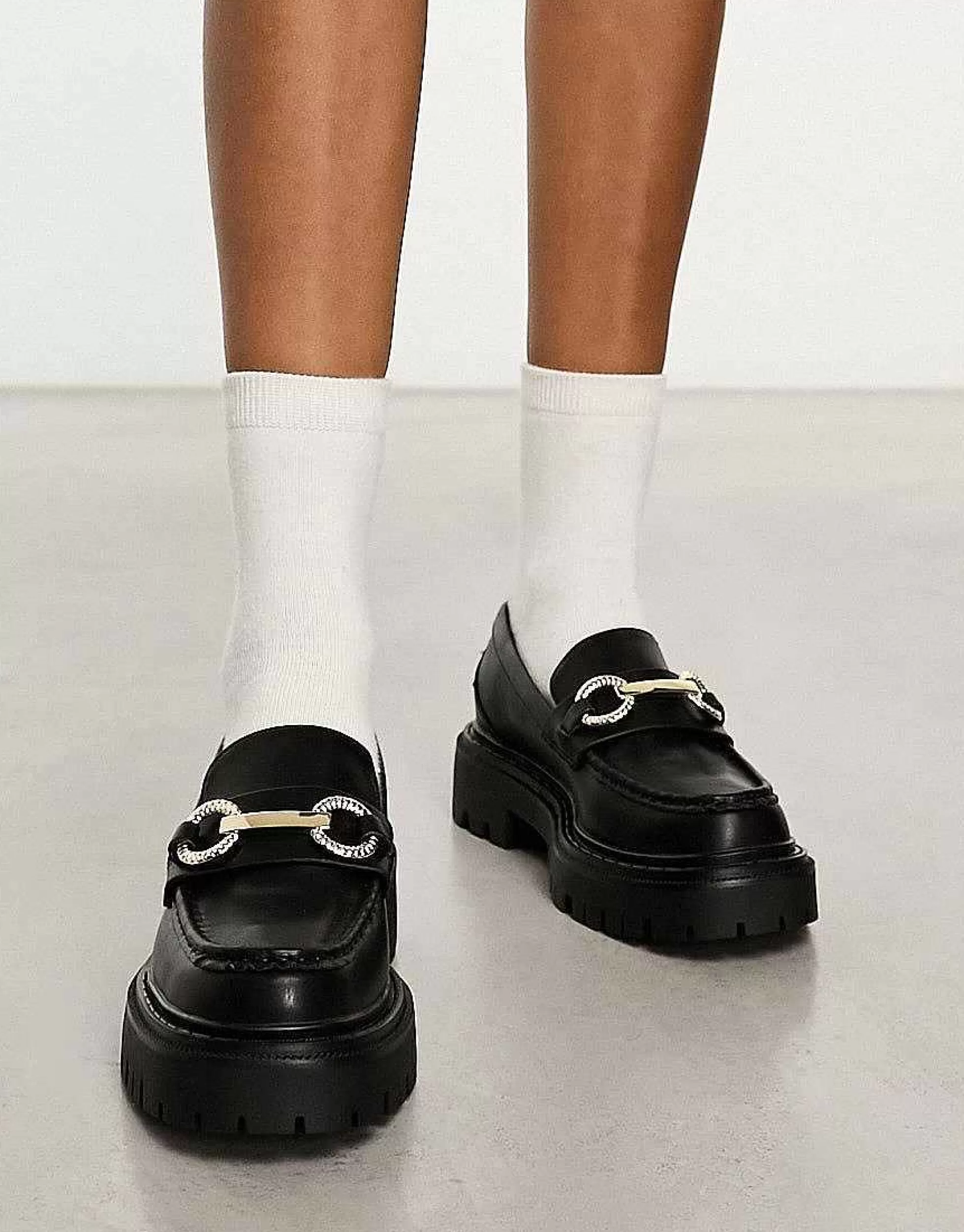 Women ALDO Baberiel Chunky Loafers With Gold Trim In