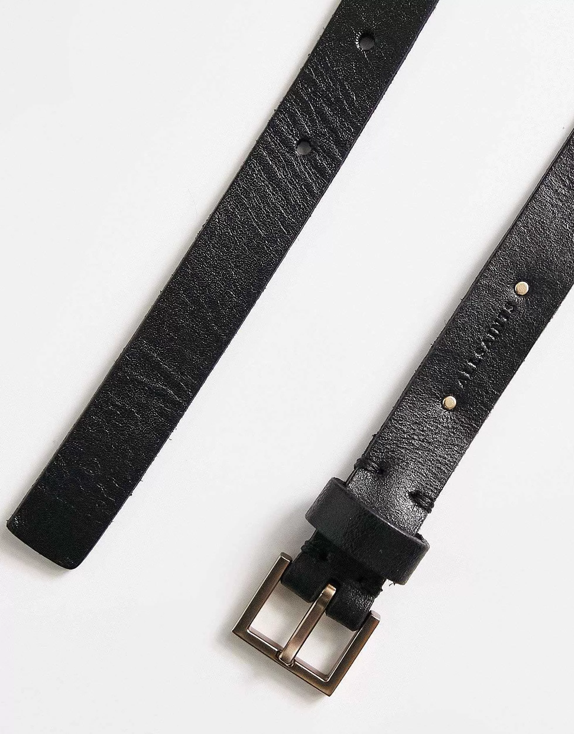 Women AllSaints 18Mm Leather Stud Belt In Black