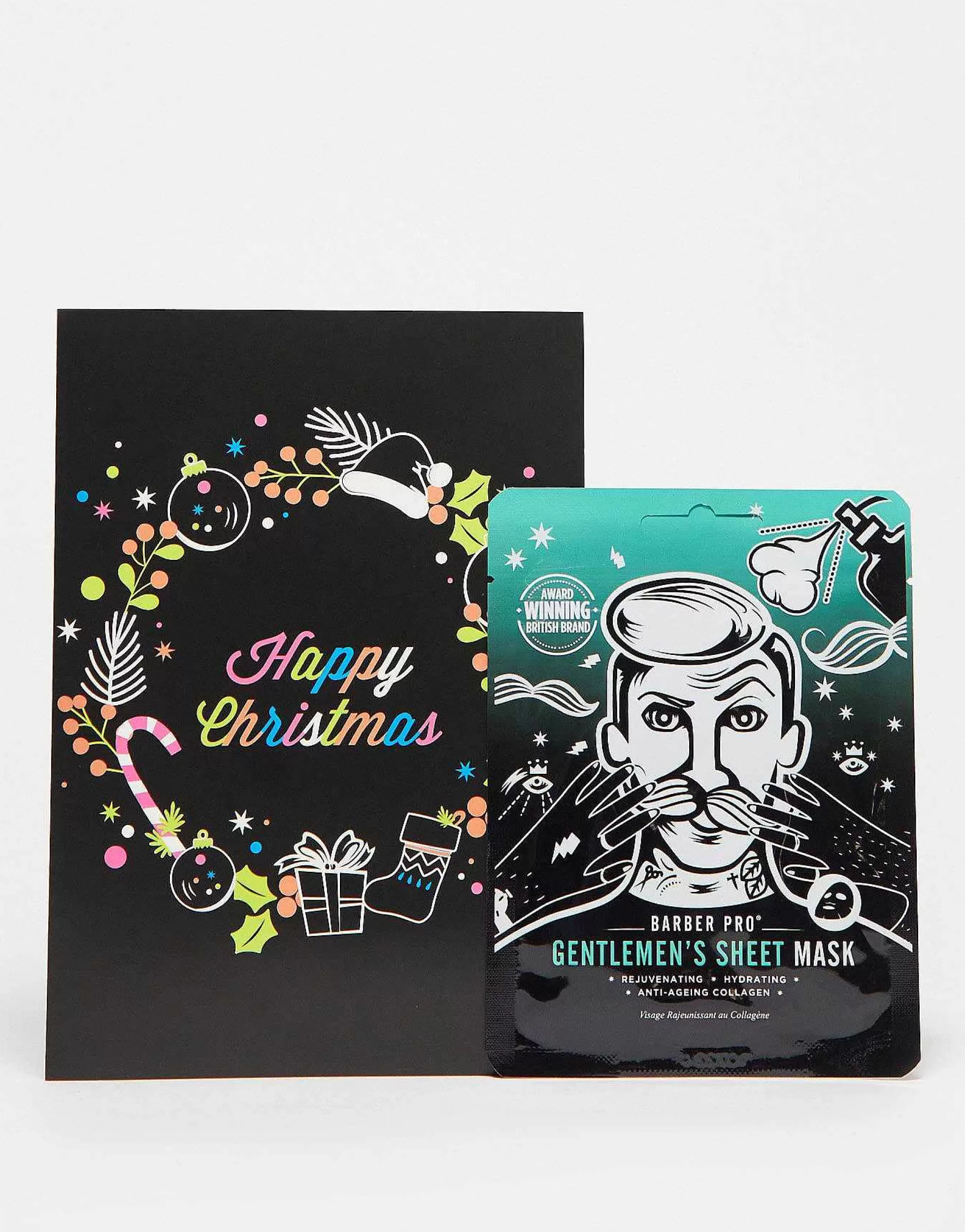 Men Barber Pro Christmask Card With Gentleman'S Face Mask