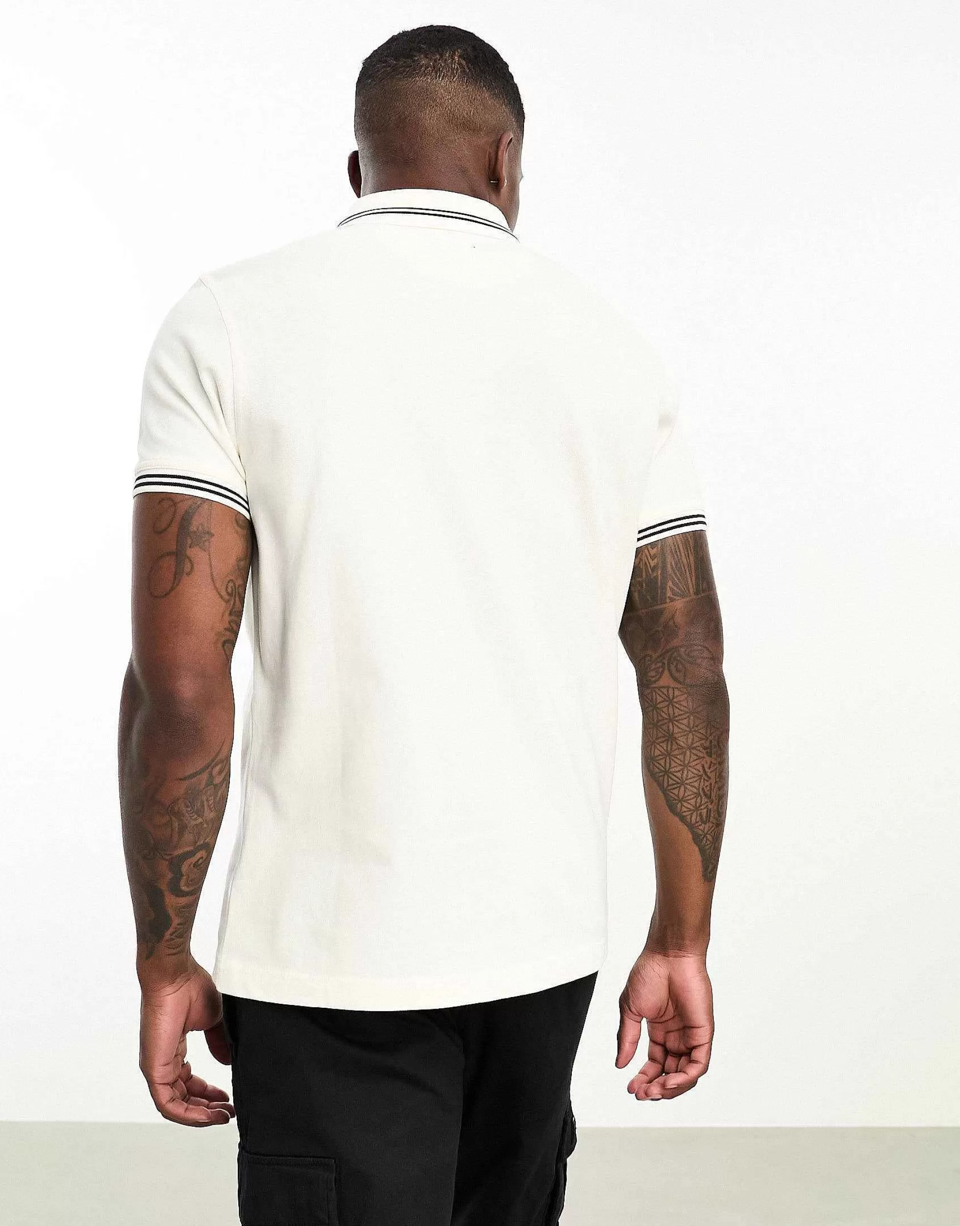 Men Barbour International Essential Tipped Short Sleeve Polo Shirt In Off White