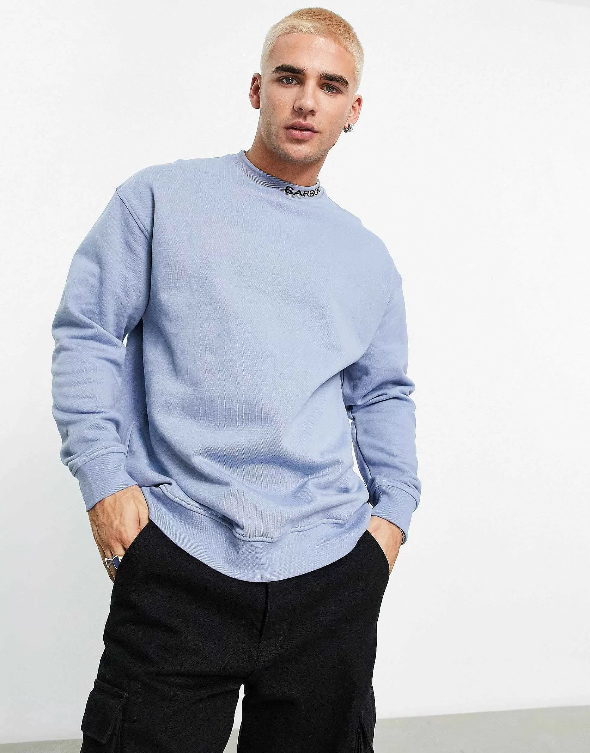 Men Barbour International Regent Mock Neck Sweatshirt In Blue