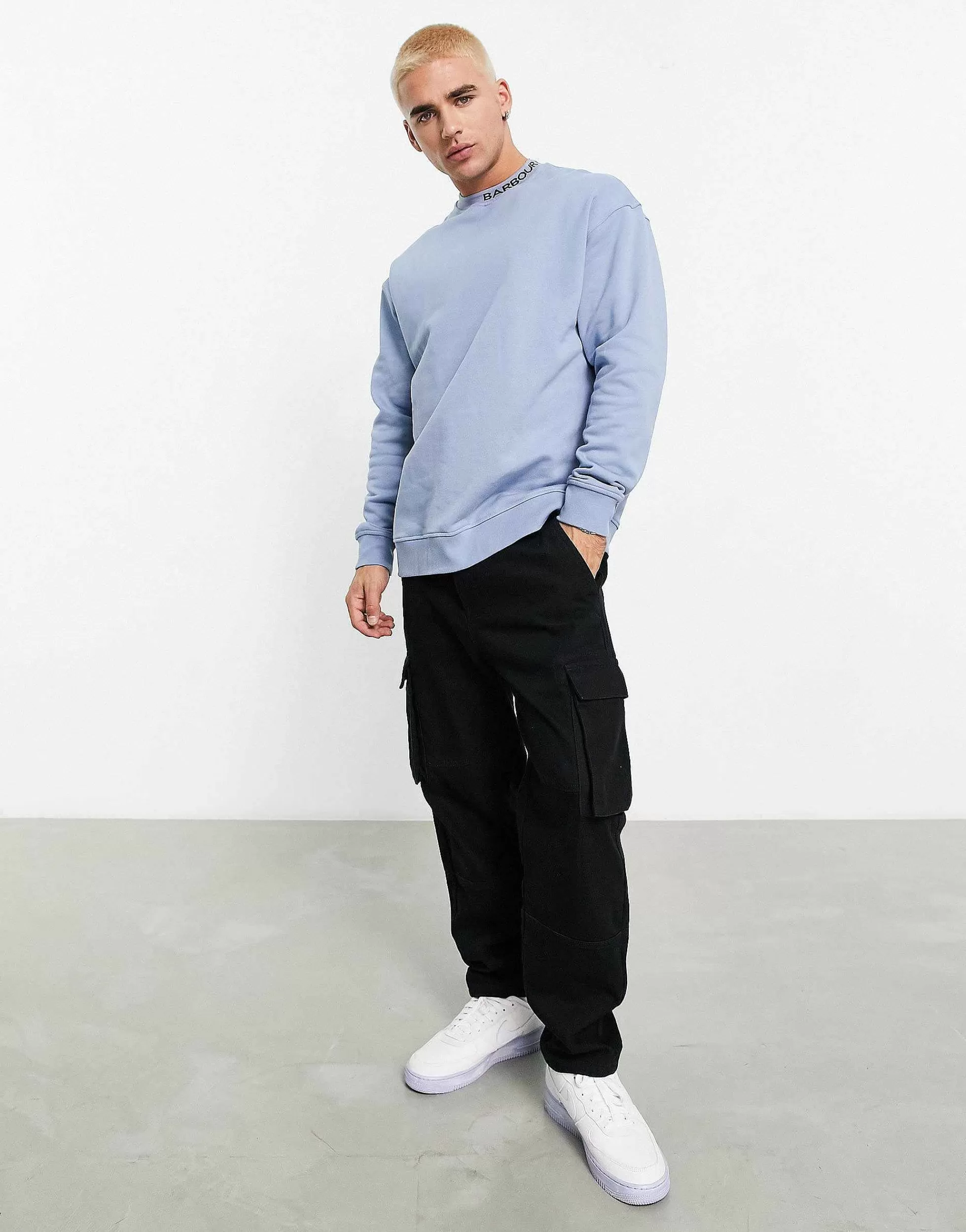 Men Barbour International Regent Mock Neck Sweatshirt In Blue