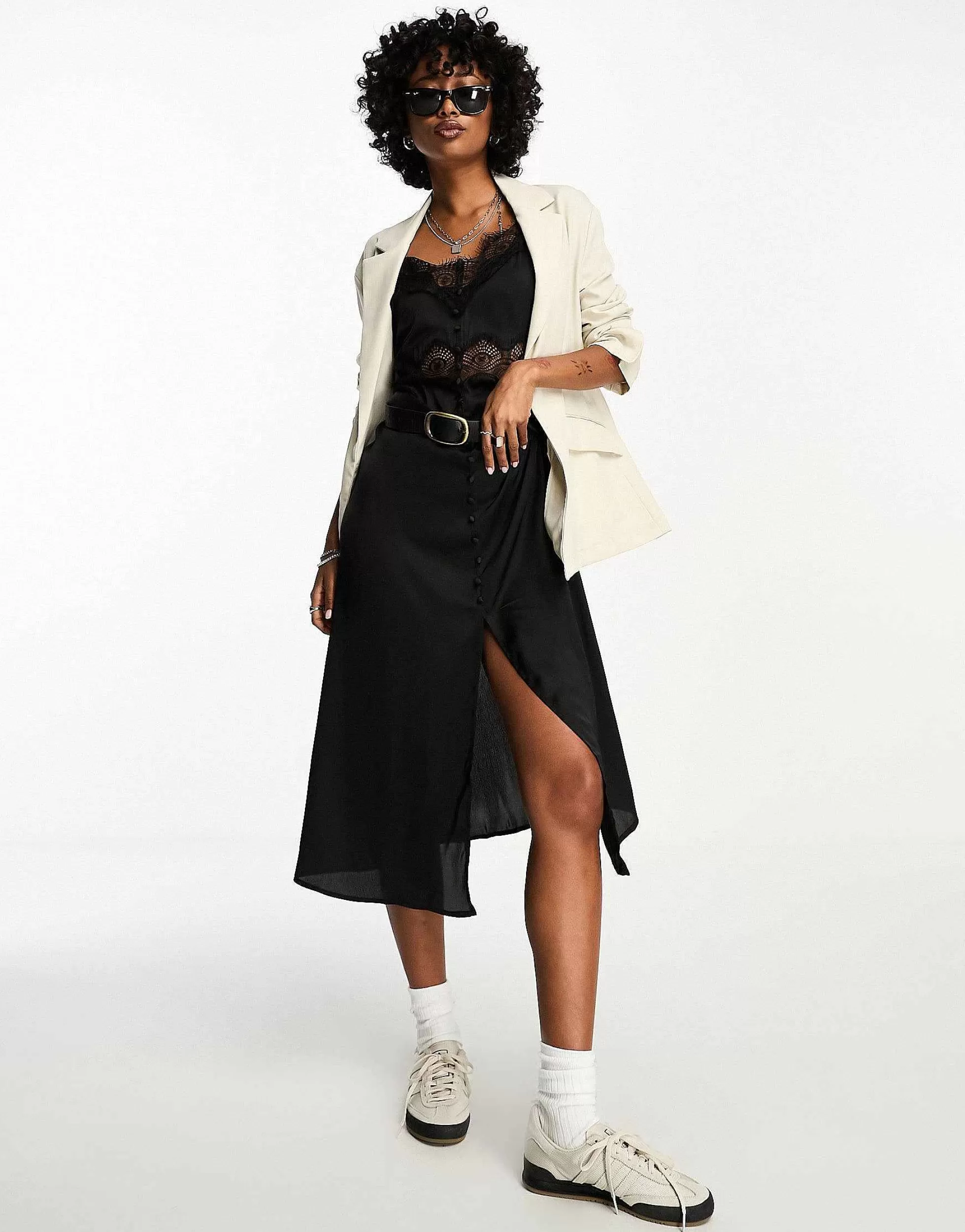 Women Bershka Oversized Blazer In Stone