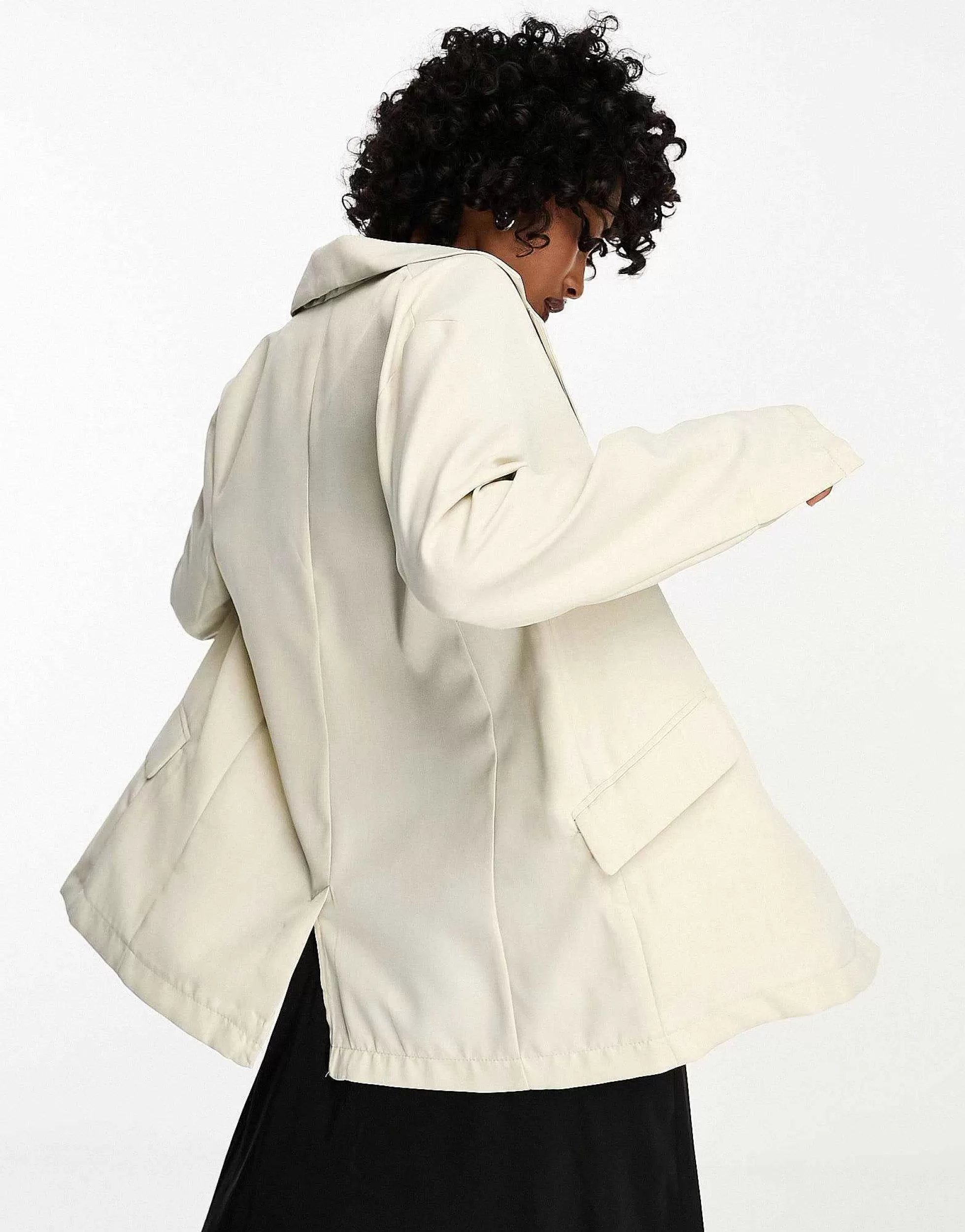 Women Bershka Oversized Blazer In Stone