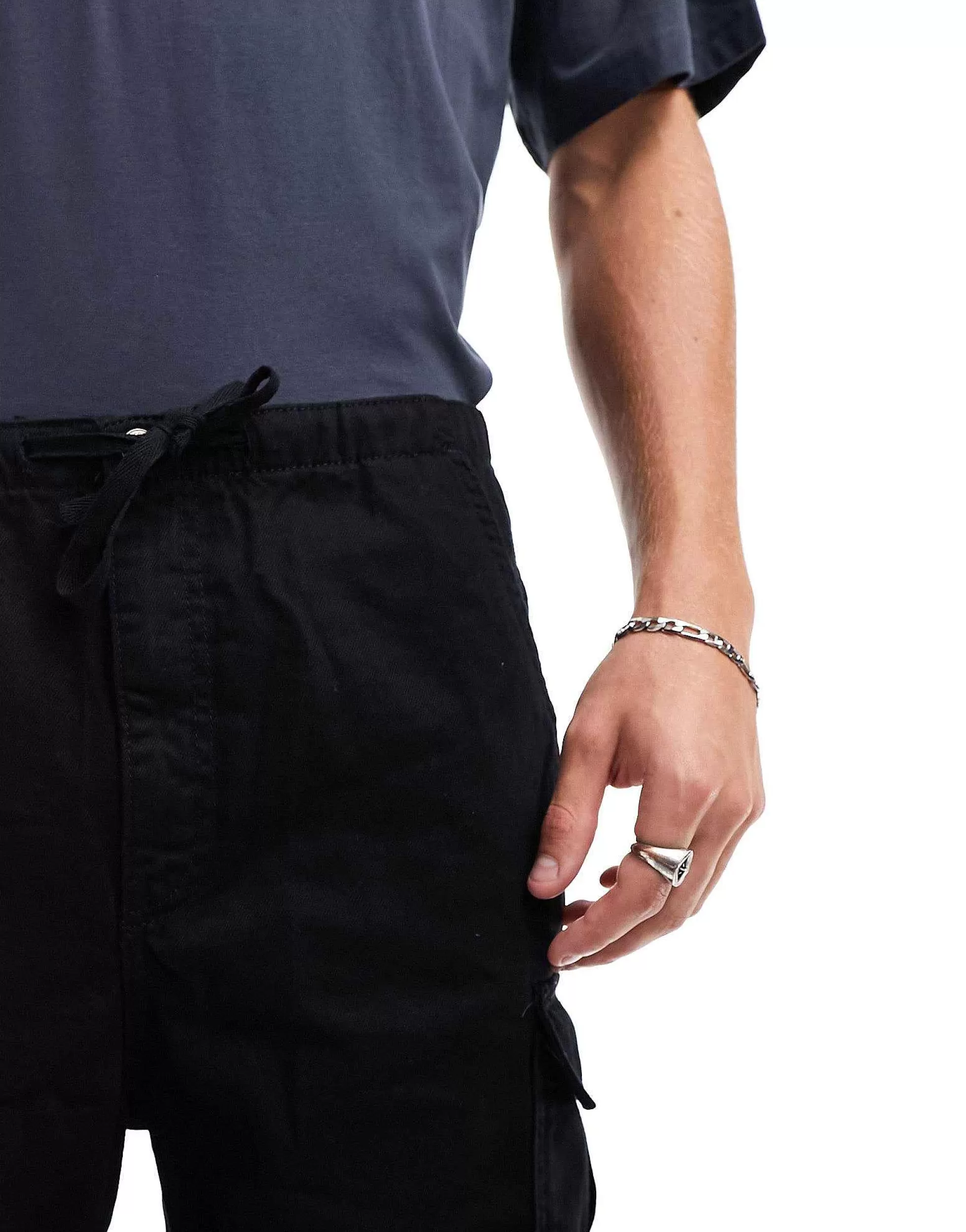 Men Bershka Parachute Cargo Trousers In