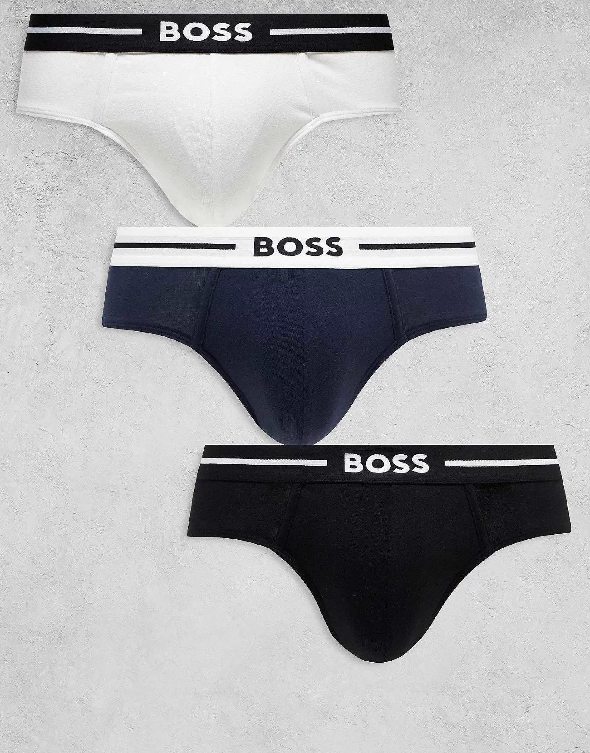 Men BOSS Bodywear Bold 3 Pack Hipster Brief In Black, Blue And White
