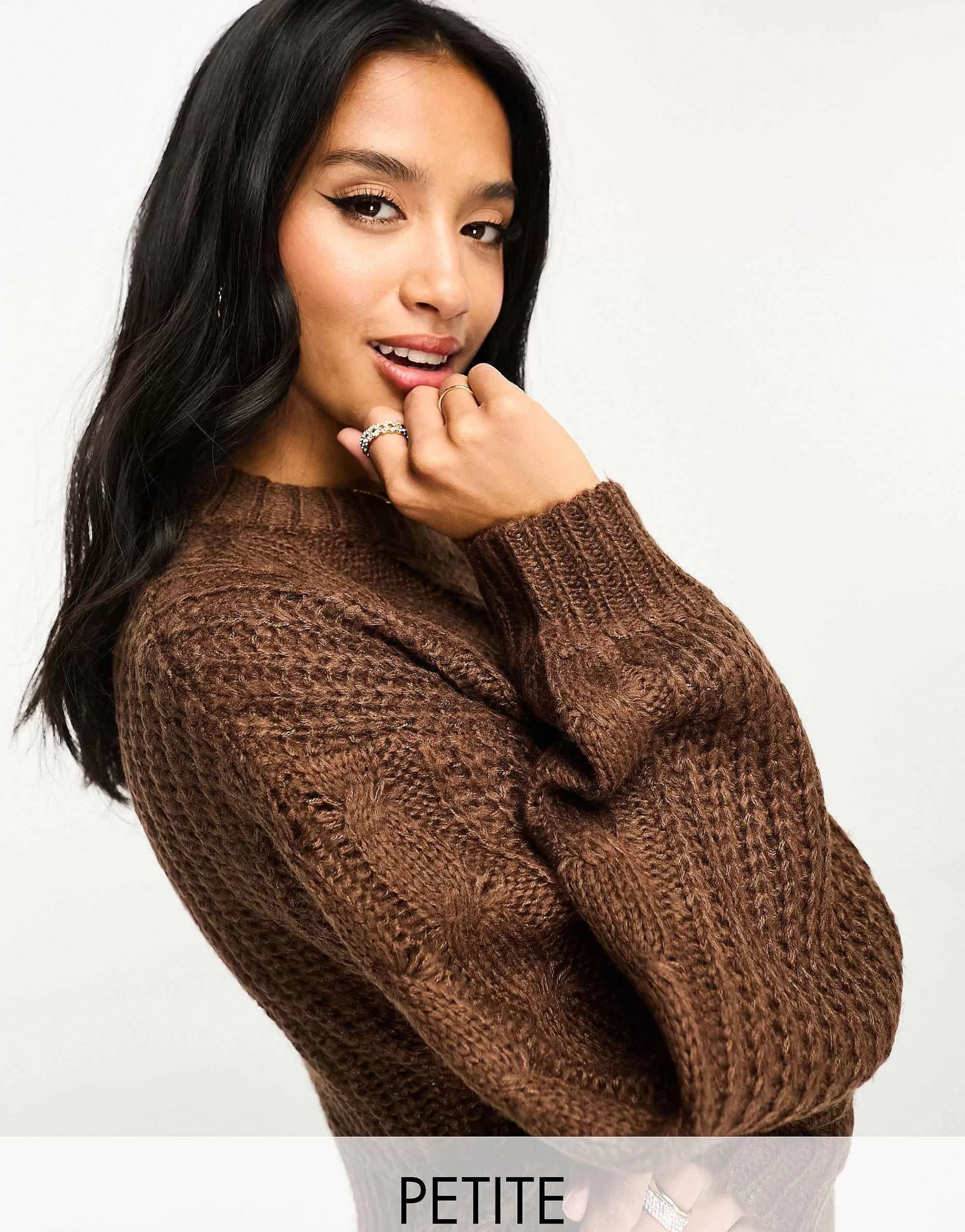 Women Brave Soul Petite Tokyo Oversized Cable Knit Jumper In