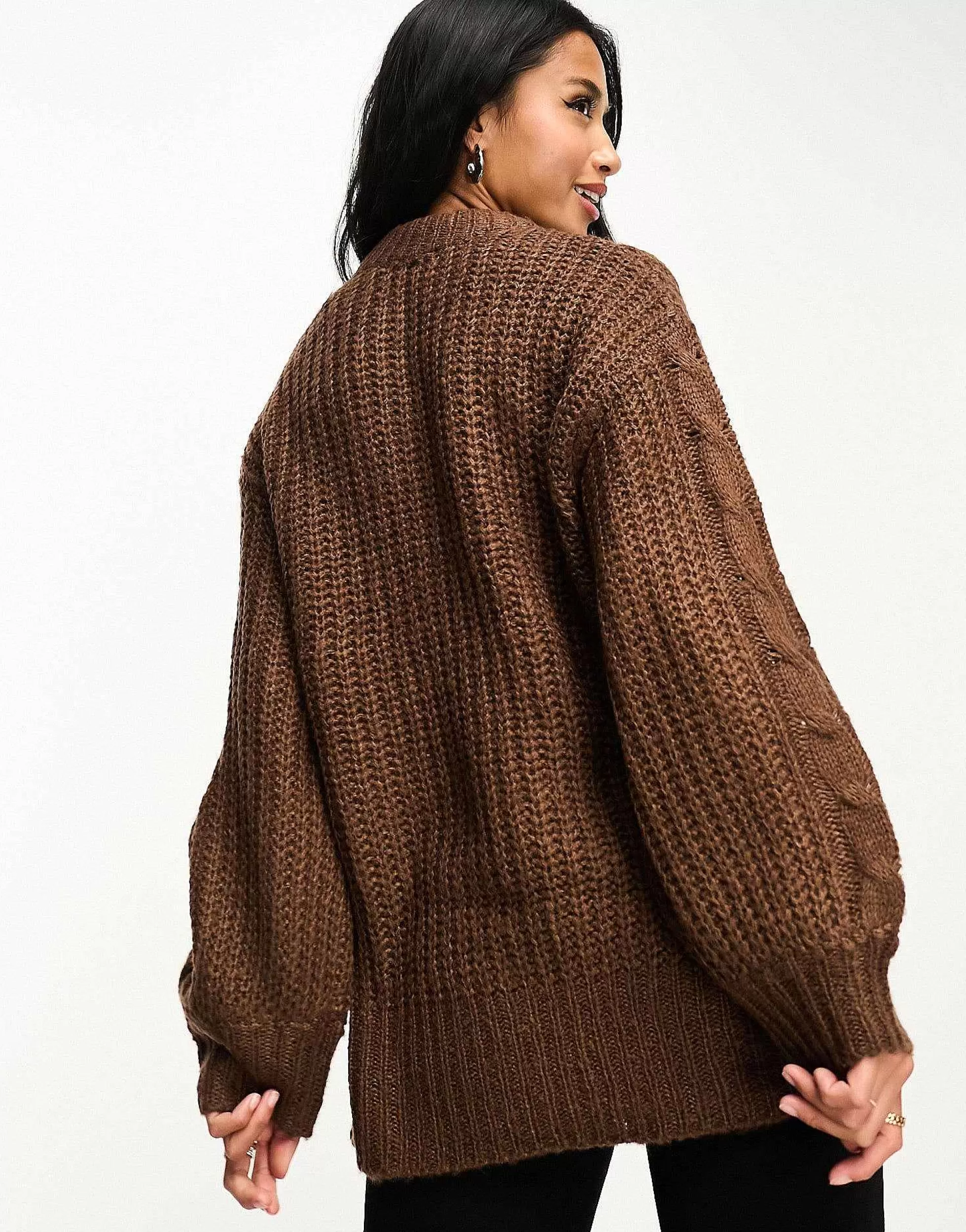 Women Brave Soul Petite Tokyo Oversized Cable Knit Jumper In