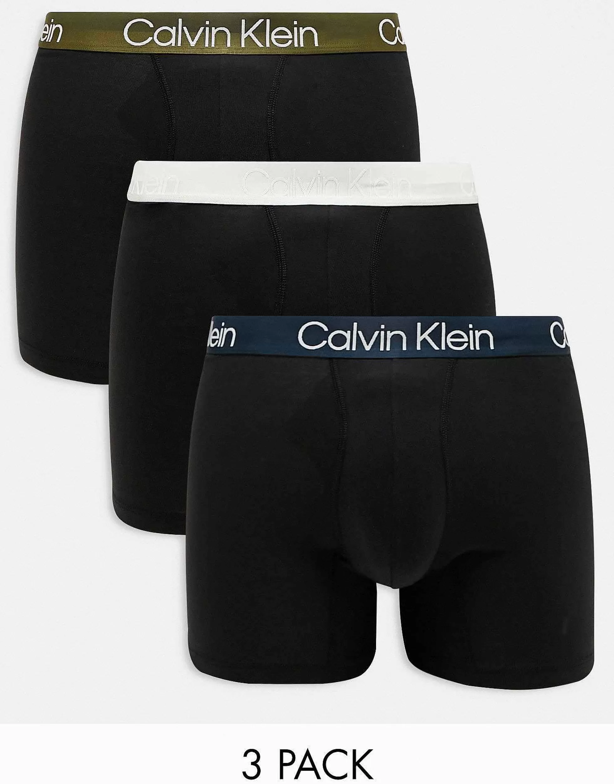 Men Calvin Klein 3-Pack Boxer Brief With Coloured Waistband In