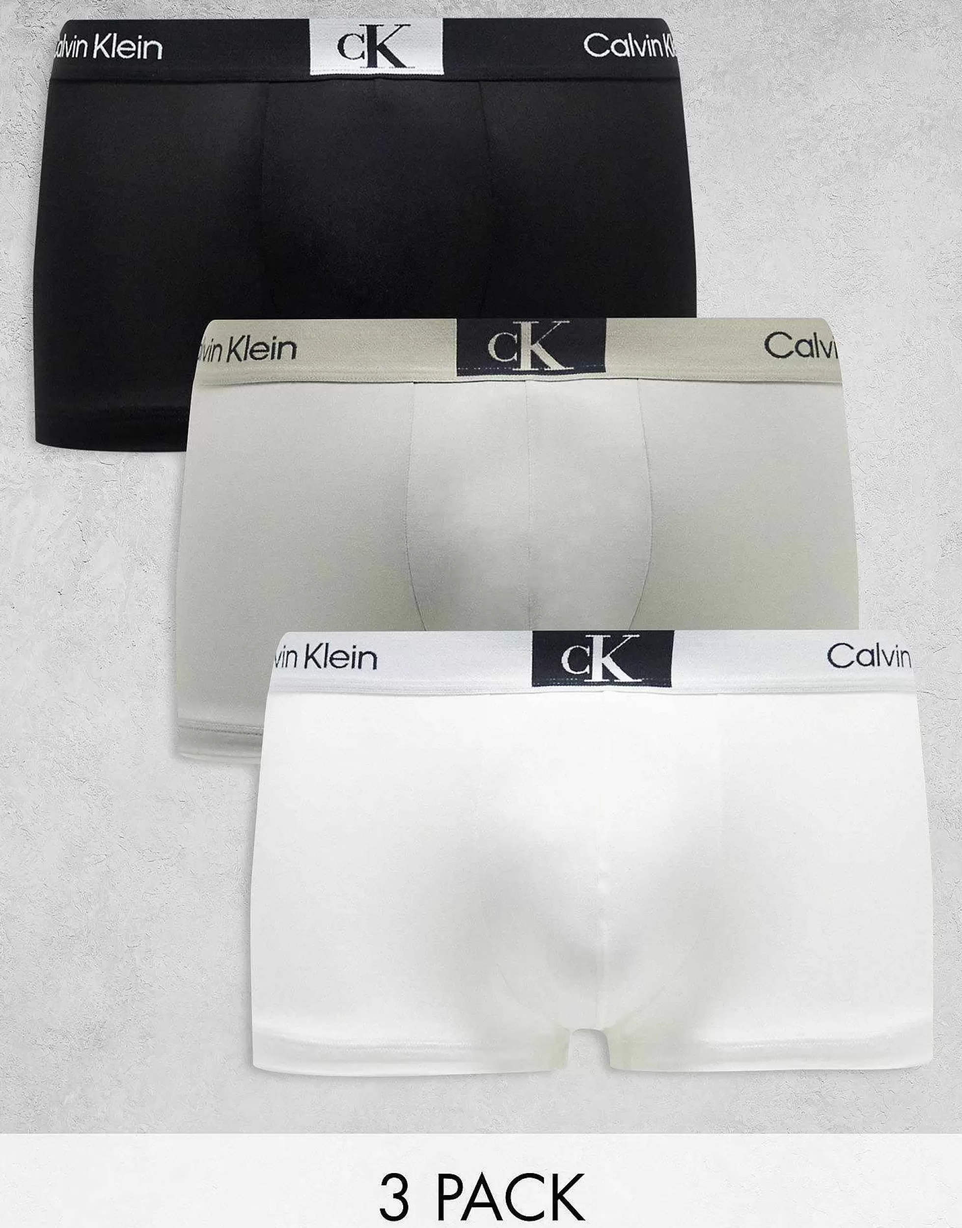 Men Calvin Klein Ck 96 3 Pack Cotton Low Rise Trunks In Multi