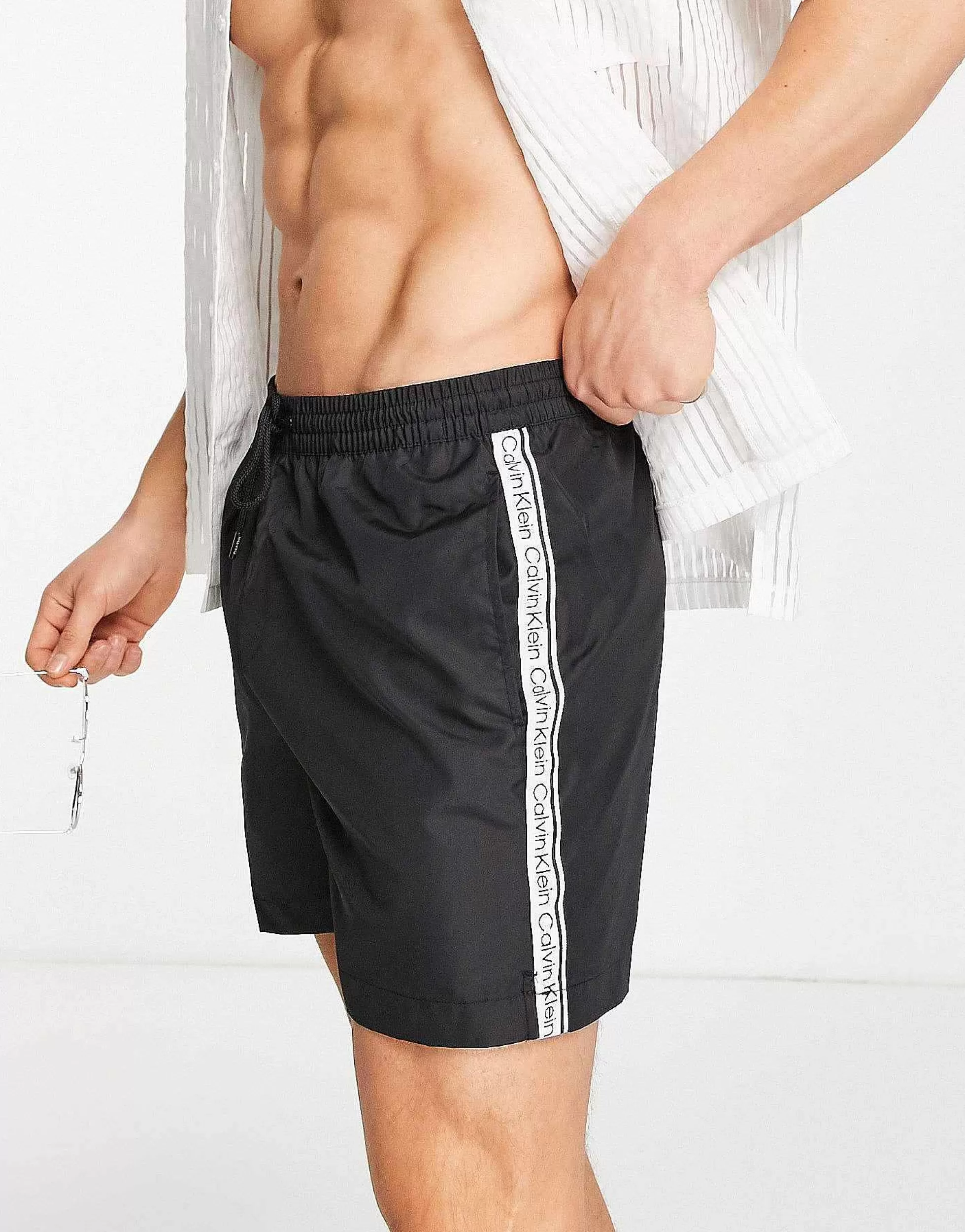 Men Calvin Klein Core Logo Swim Shorts In