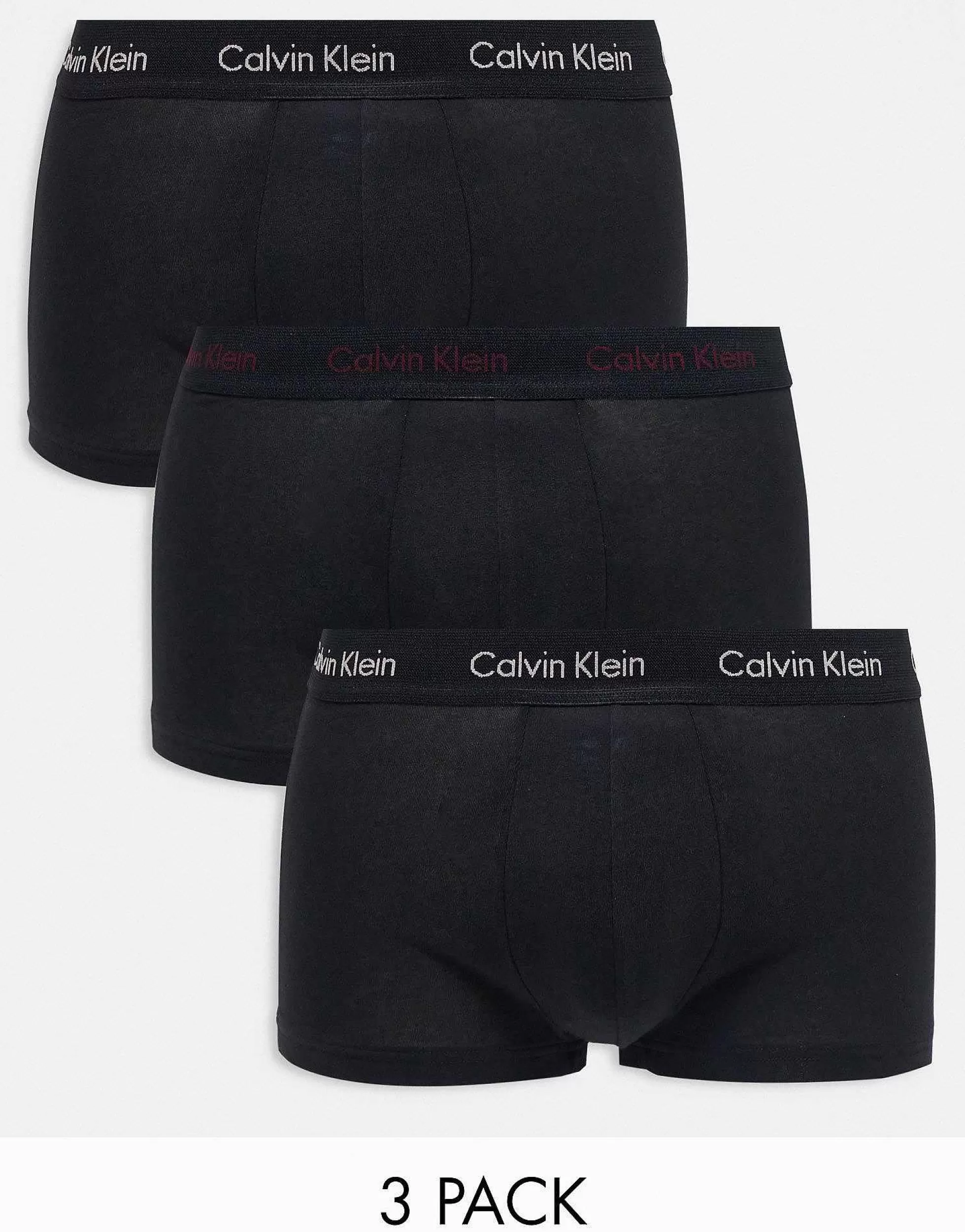 Men Calvin Klein Cotton Stretch 3 Pack Low Rise Trunks In