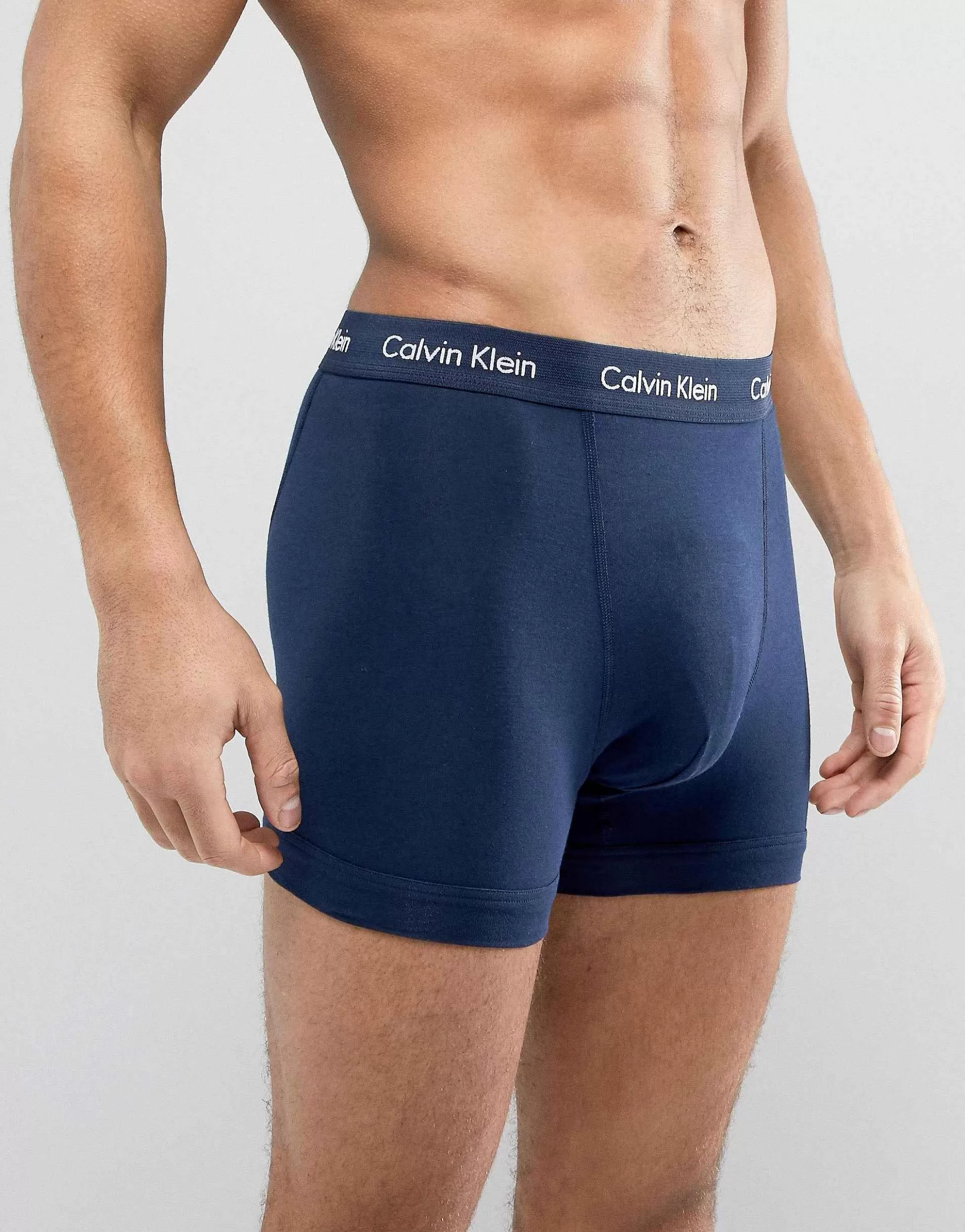 Men Calvin Klein Cotton Stretch 3 Pack Trunks In Multi