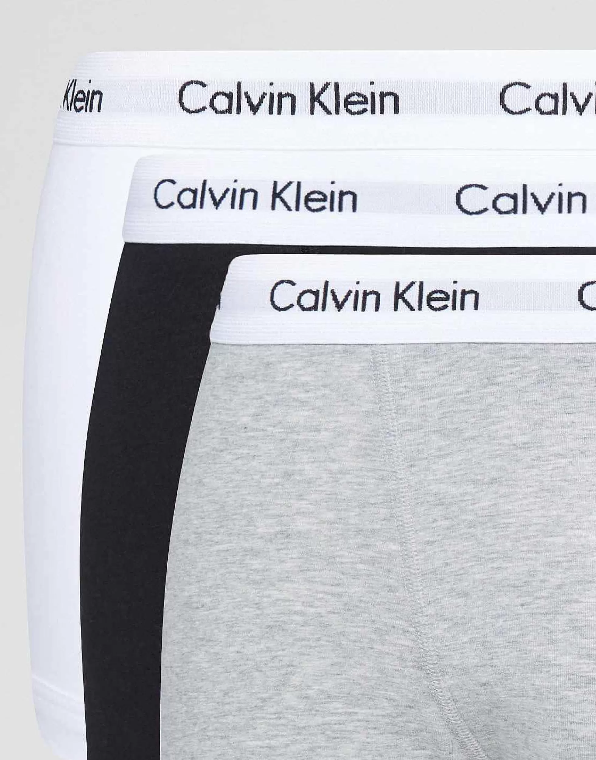 Men Calvin Klein Cotton Stretch 3-Pack Trunks In Black,White And Grey