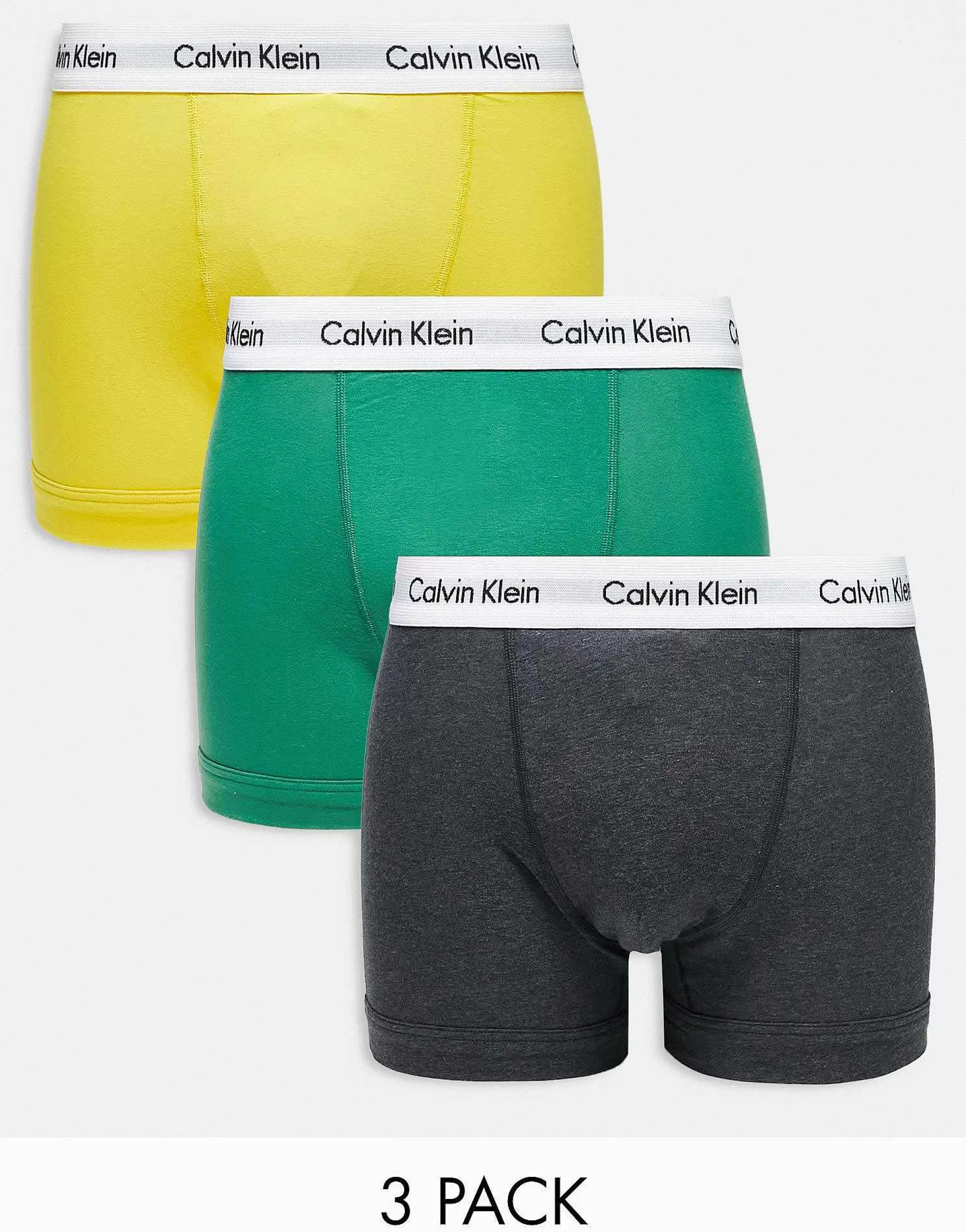 Men Calvin Klein Cotton Stretch Trunks In Multi