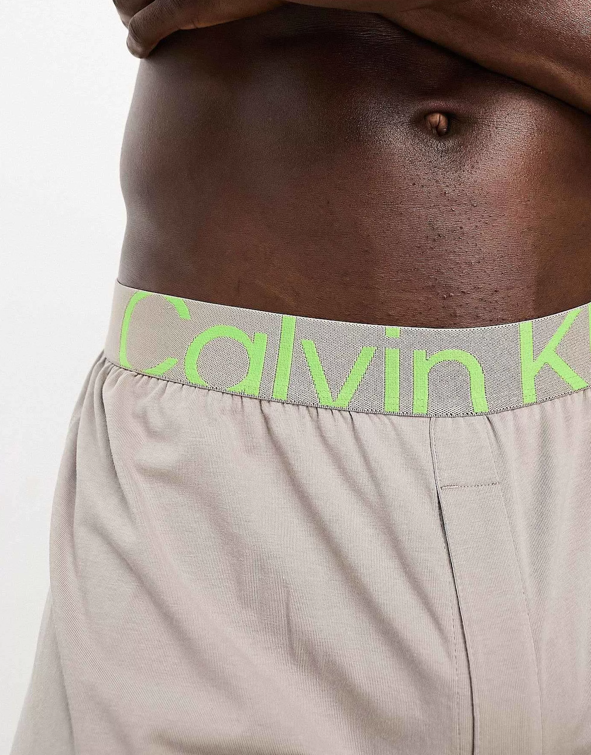 Men Calvin Klein Future Shift Boxers With Green Logo Waistband In
