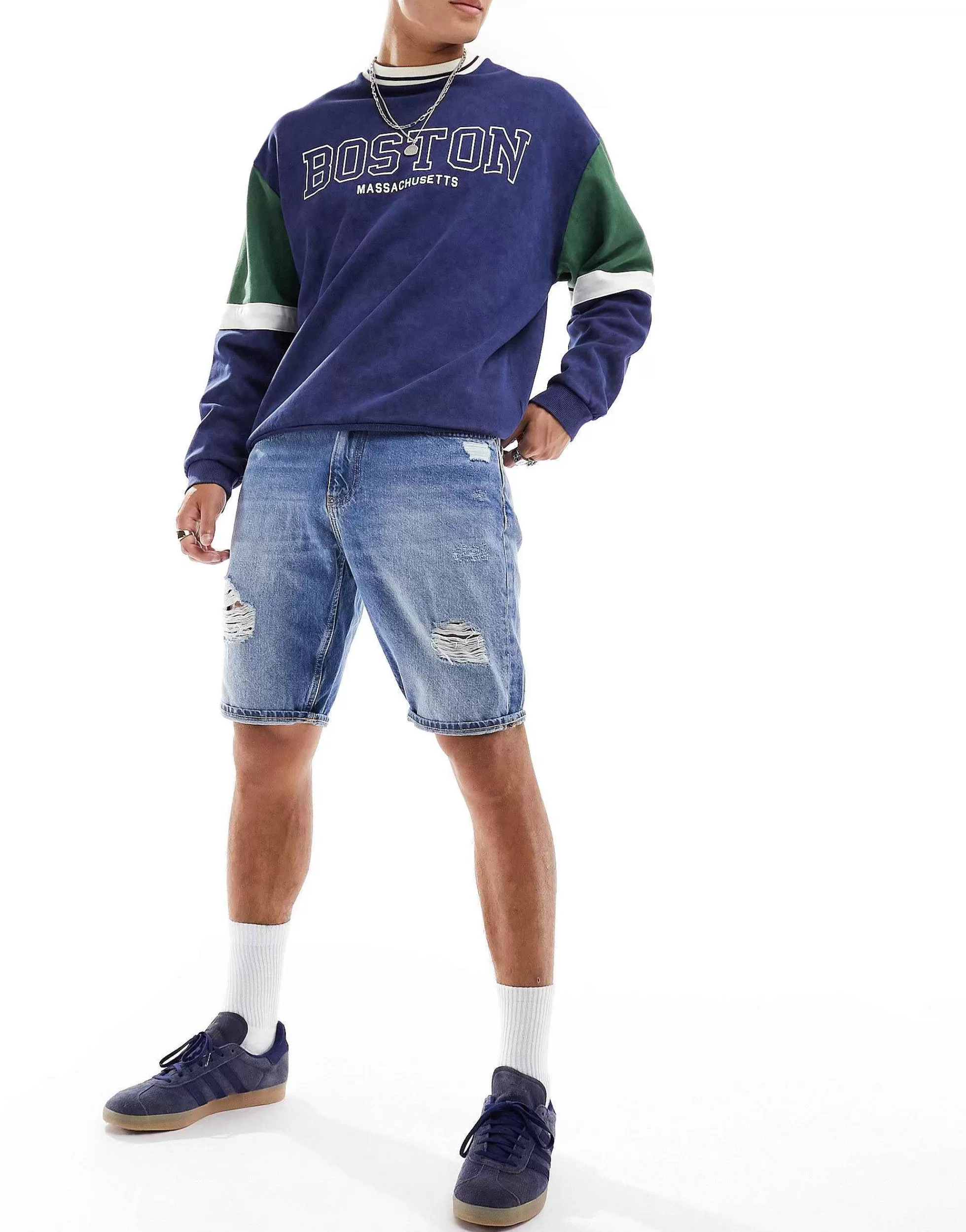 Men Calvin Klein Jeans Cc Regular Denim Shorts In Light Wash Blue