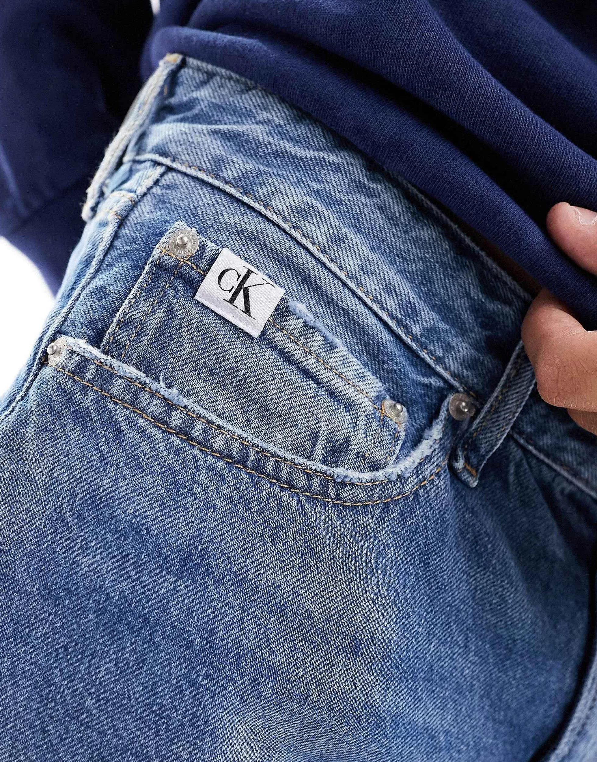 Men Calvin Klein Jeans Cc Regular Denim Shorts In Light Wash Blue