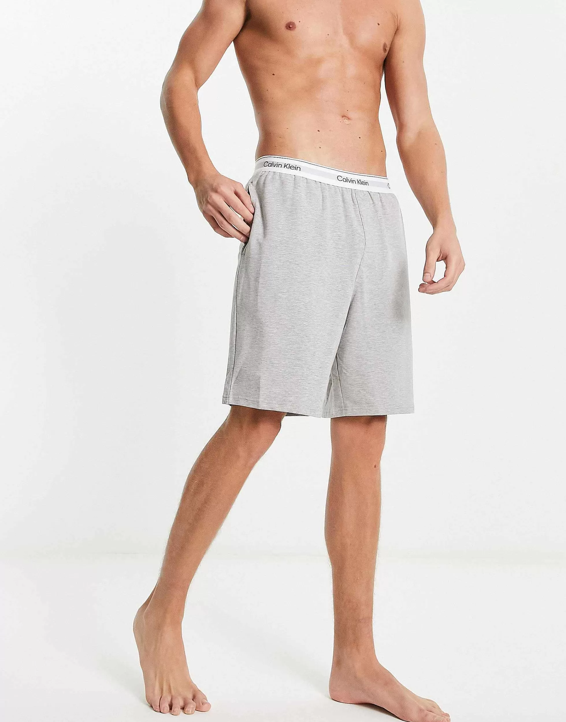 Men Calvin Klein Lounge Shorts In Grey With Logo Waistband