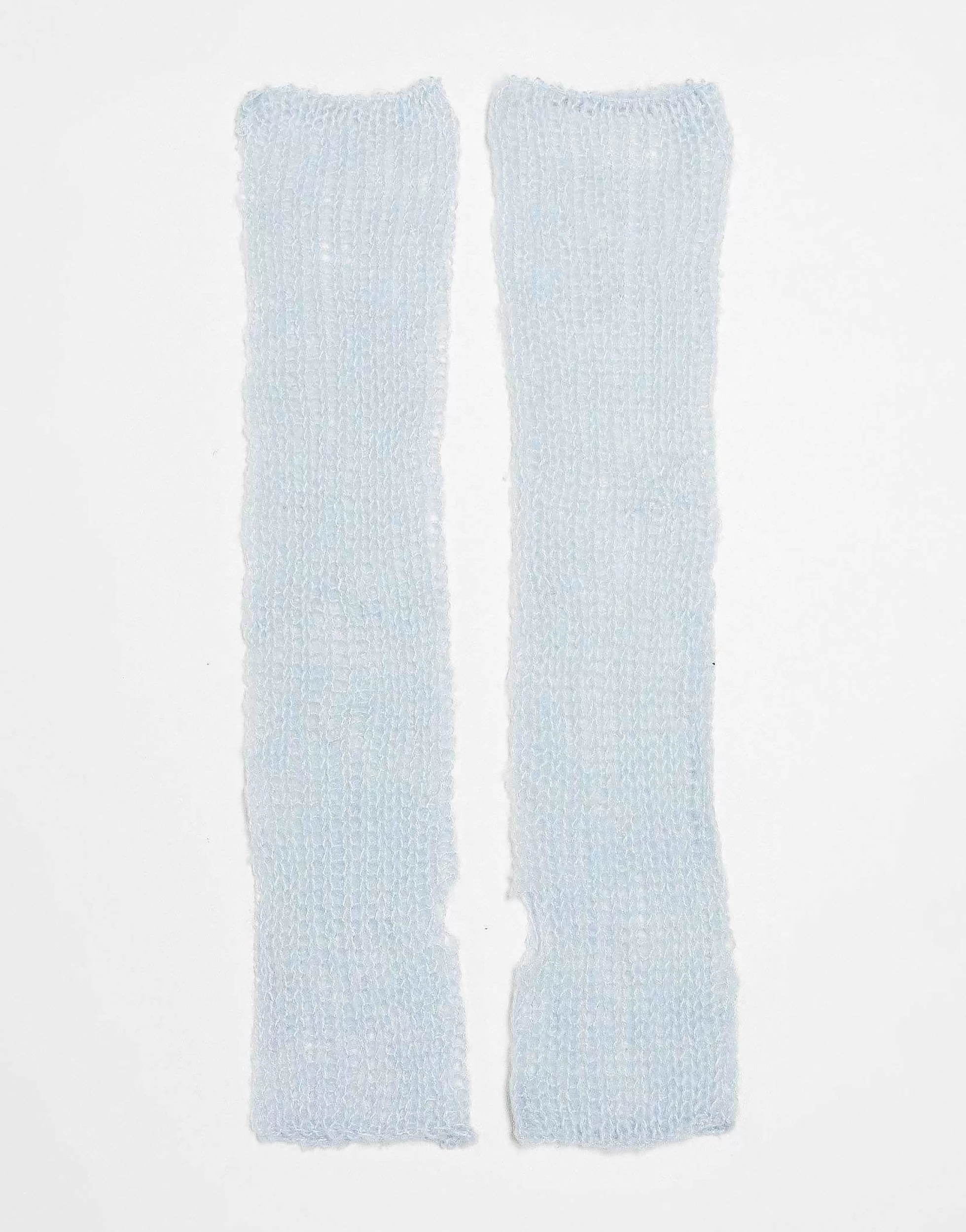 Women Collusion Open Stitch Knitted Arm And Leg Warmers In Light Blue