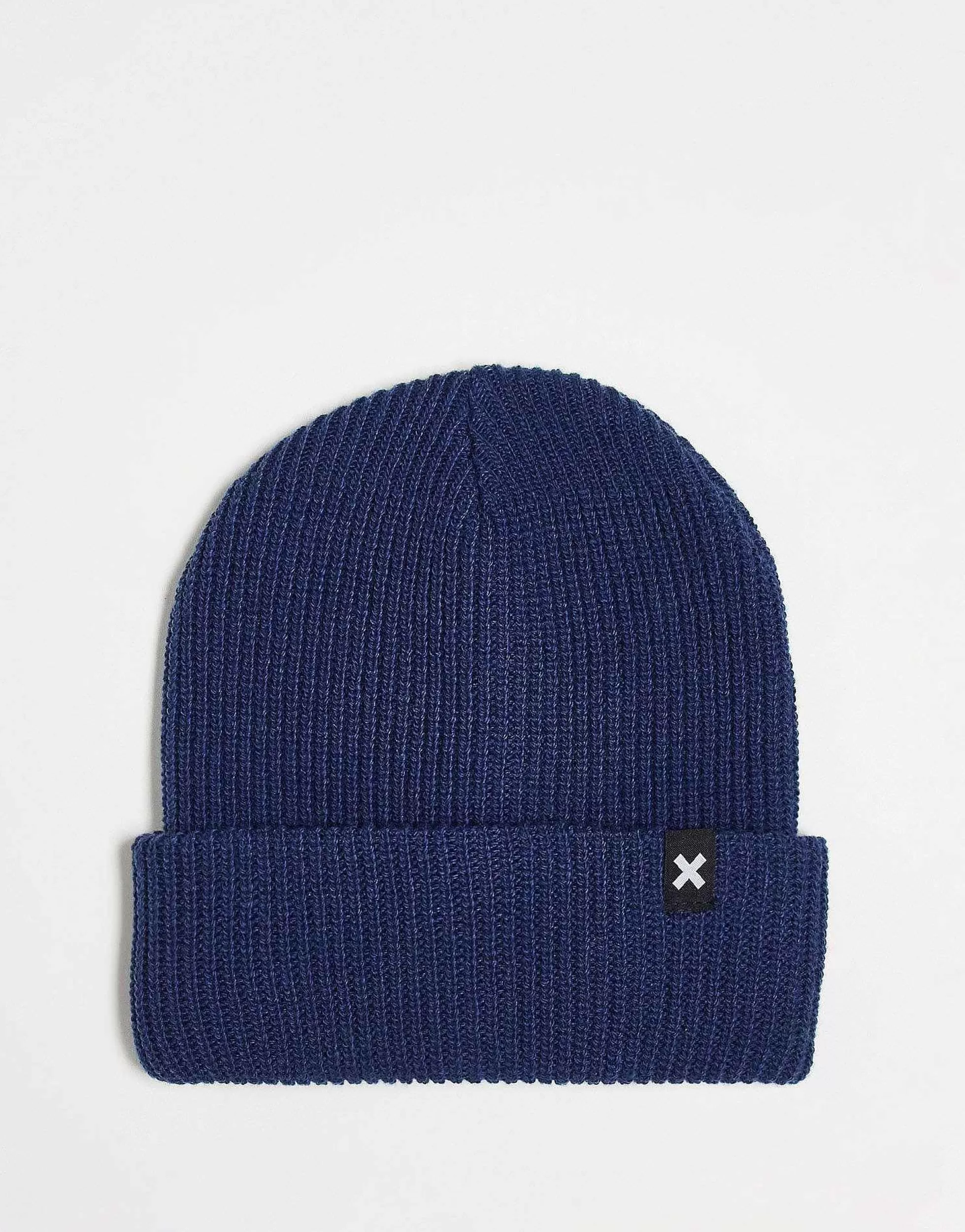Men Collusion Unisex Beanie In Navy Blue
