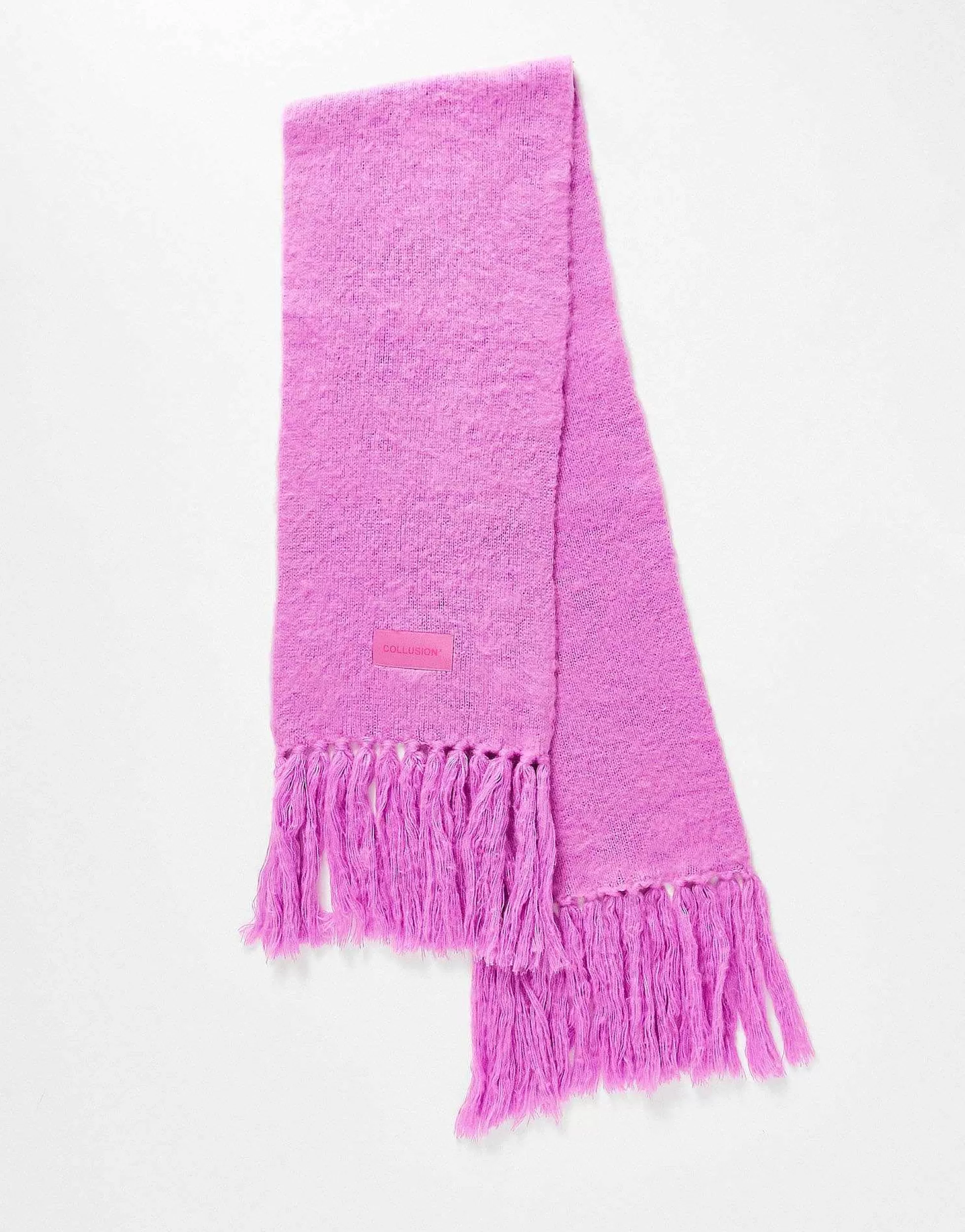 Men Collusion Unisex Fluffy Knit Logo Scarf In