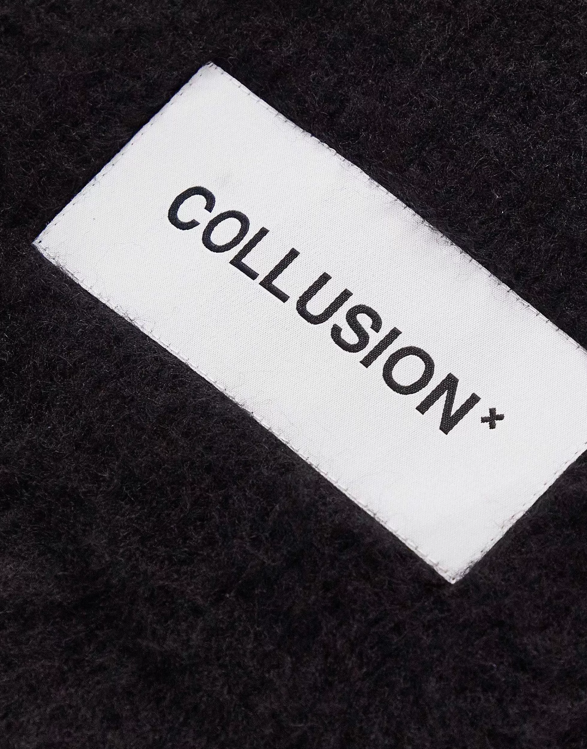 Women Collusion Unisex Fluffy Knit Logo Scarf In