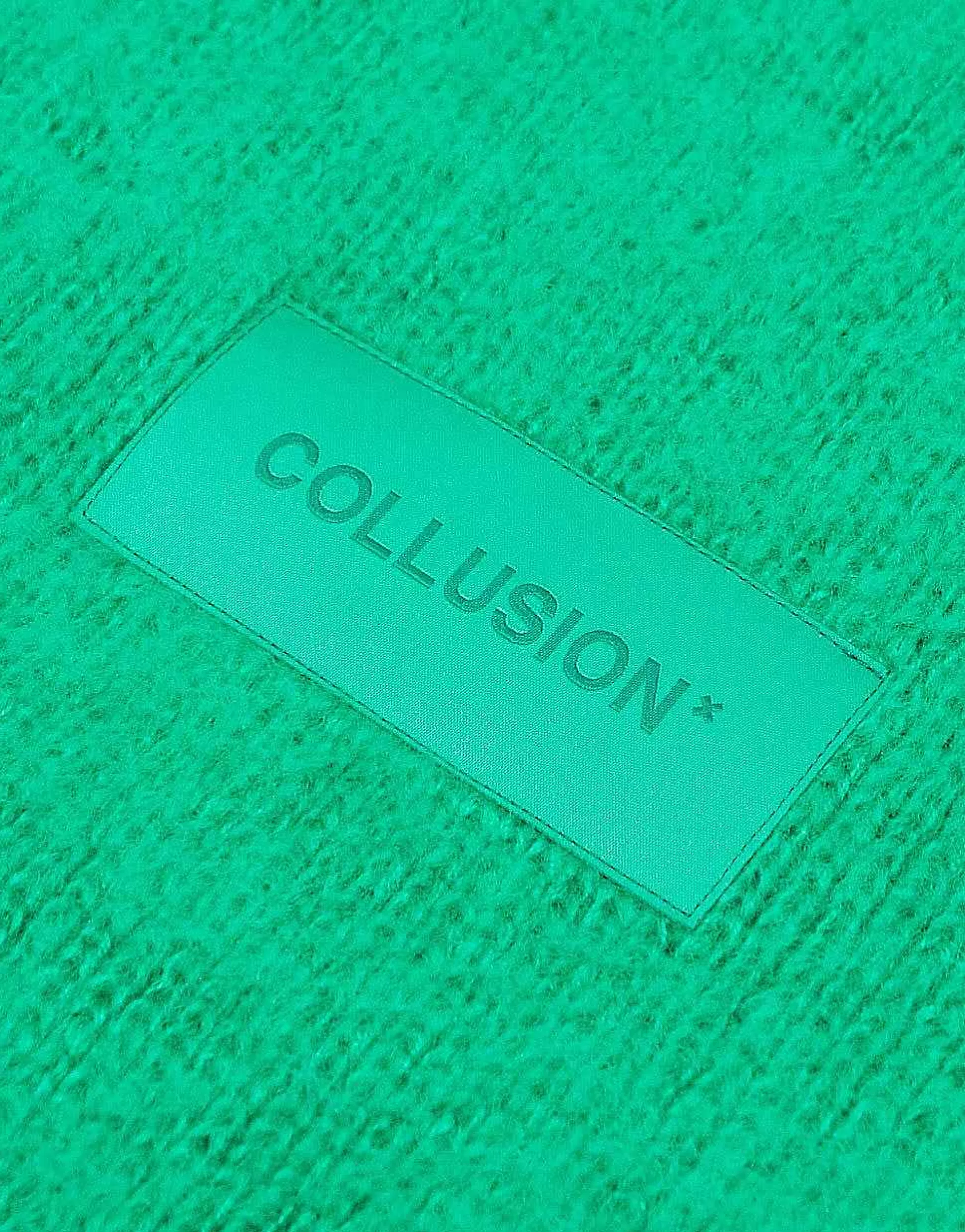 Men Collusion Unisex Fluffy Knit Logo Scarf In Green